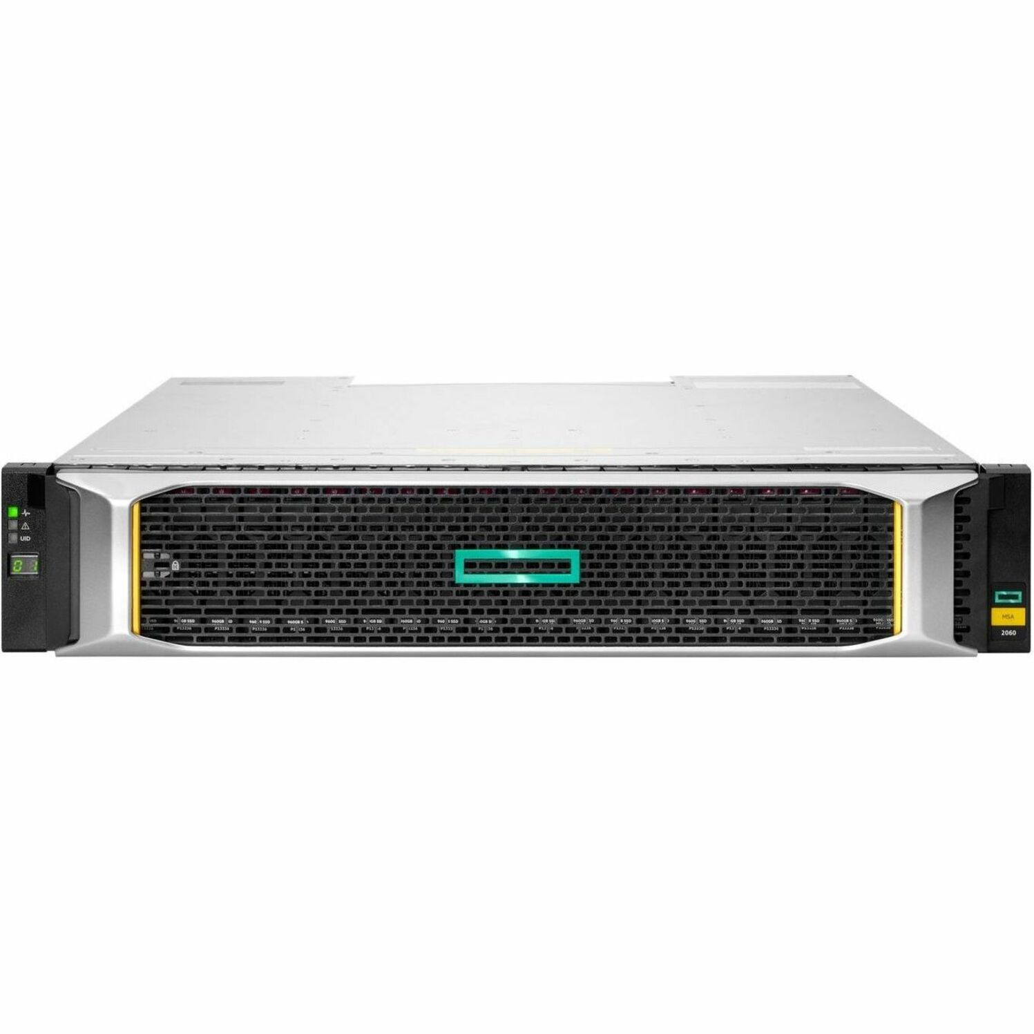 HPE MSA 2060 SAN Storage System - 24 x HDD Supported - 1812.48 TB Supported HDD Capacity - 12 x HDD Installed - 28.80 TB Installed HDD Capacity - 12Gb/s SAS - 24 x SSD Supported - 2 x SSD Installed - 3.84 TB Total Installed SSD Capacity - Clustering Supported - 2 x 12Gb/s SAS Controller - RAID Supported - 0, 1, 5, 6, 10 RAID Levels - 24 x Total Bays - 24 x 2.5" Bay - 10 Gigabit Ethernet - Network (RJ-45) - SNMP, SSH, SMTP, FTP, SFTP, HTTP, HTTPS, Telnet - 4 SAS Port(s) External - 2U - Rack-