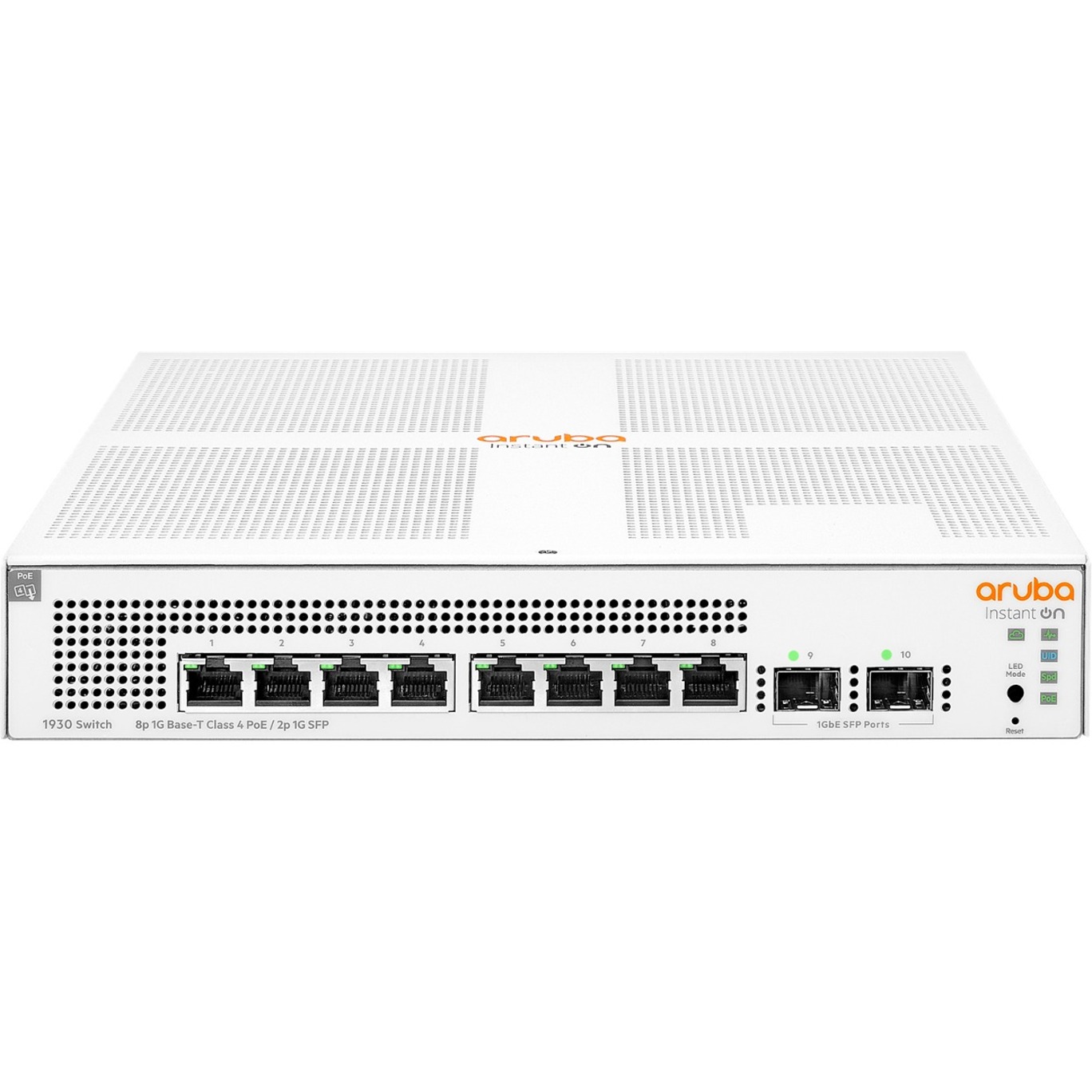 HPE Instant On 1930 8G Class4 PoE 2SFP 124W Switch - 8 Ports - Manageable - Gigabit Ethernet - 10/100/1000Base-T, 1000Base-X - 4 Layer Supported - Modular - 2 SFP Slots - 11 W Power Consumption - 124 W PoE Budget - Optical Fiber, Twisted Pair - PoE Ports - 1U - Rack-mountable