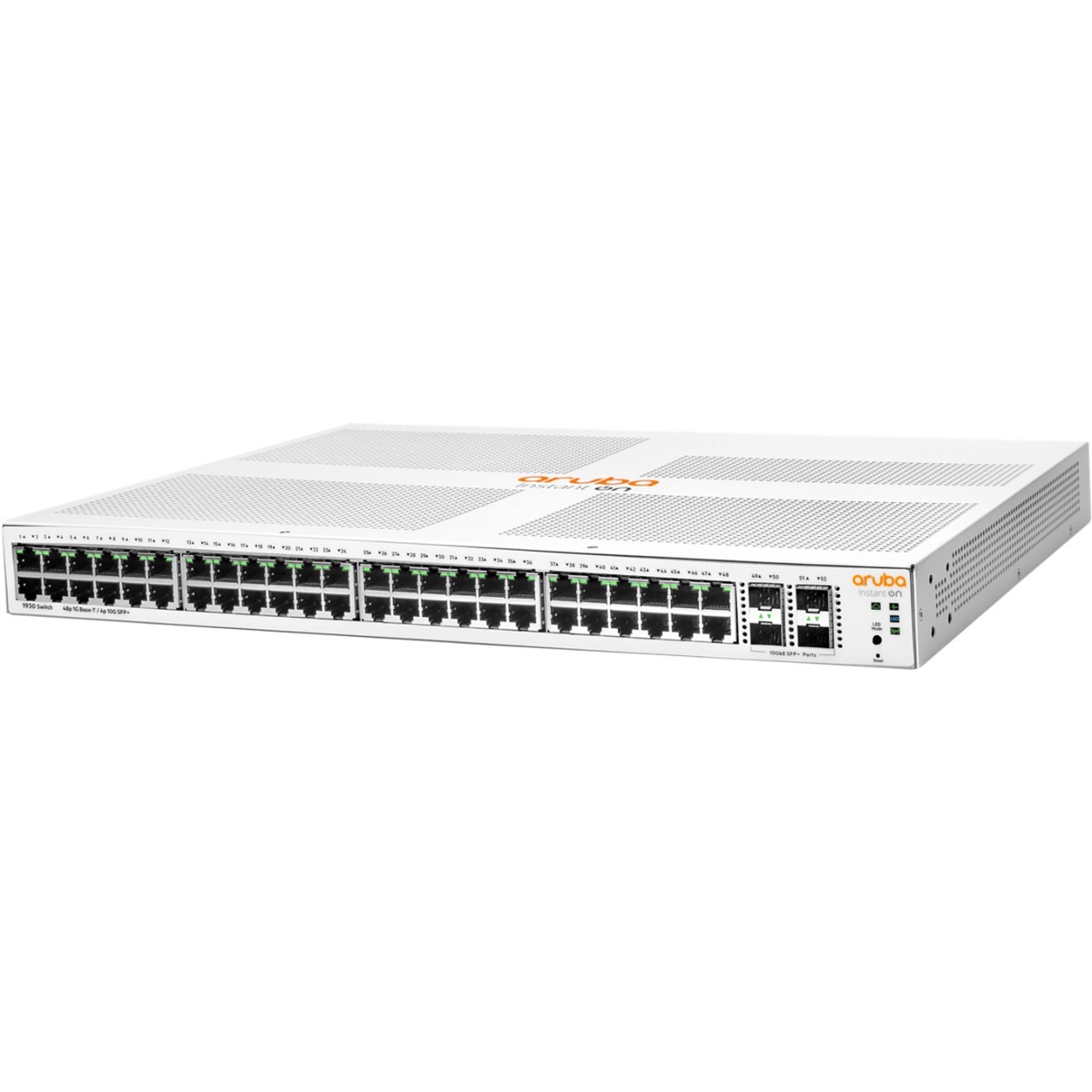 HPE Instant On 1930 48G 4SFP/SFP+ Switch - 48 Ports - Manageable - Gigabit Ethernet, 10 Gigabit Ethernet - 10/100/1000Base-T, 10GBase-X - 3 Layer Supported - Modular - 36.90 W Power Consumption - Twisted Pair, Optical Fiber - 1U - Rack-mountable