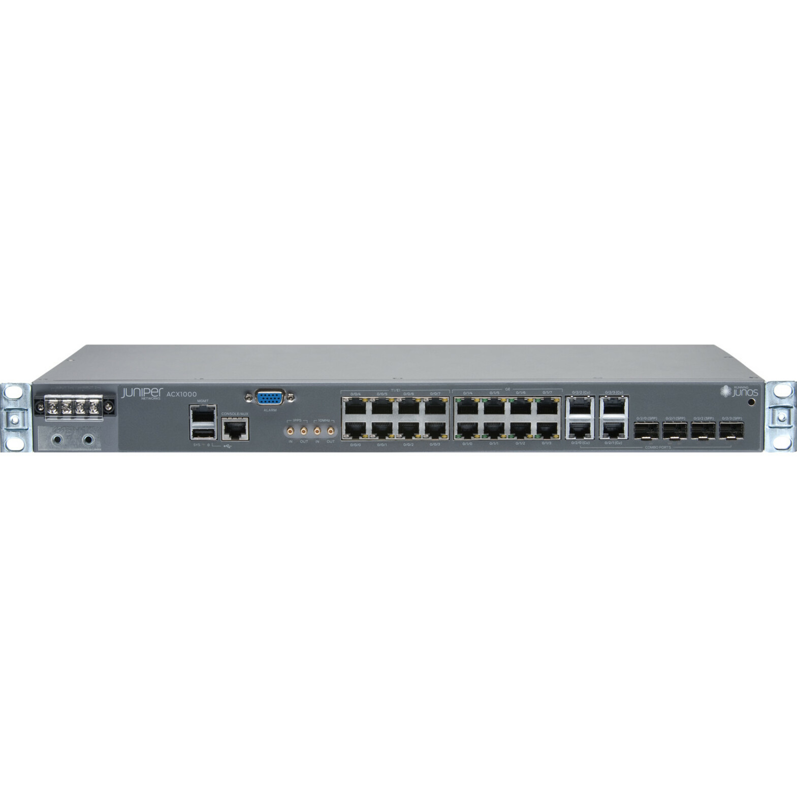 Juniper ACX1000 Universal Access Router - T-carrier/E-carrier - 20 Ports - 12 RJ-45 Port(s) - Management Port - 4 - Gigabit Ethernet - 1U - Rack-mountable