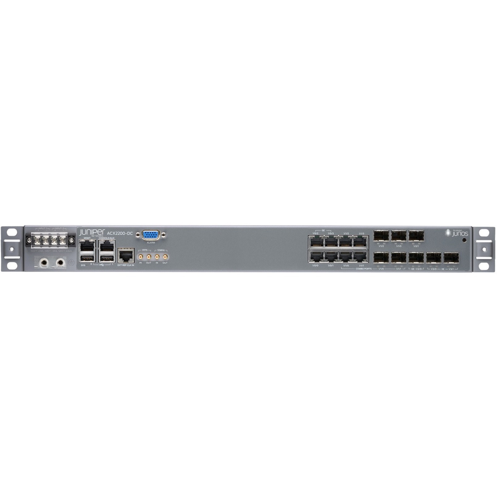 Juniper ACX2200 Router - 8 Ports - Management Port - 8 - 10 Gigabit Ethernet - 1U - Rack-mountable - 1 Year - front view