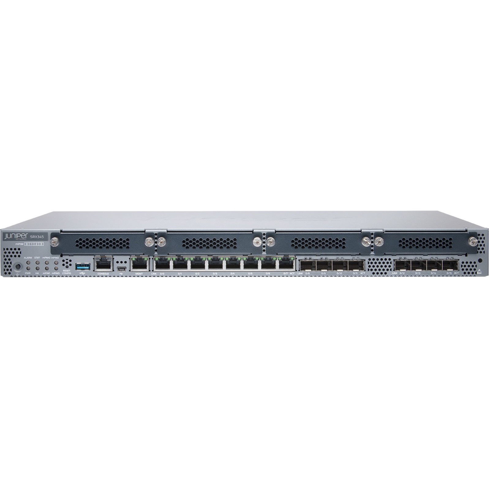 Juniper SRX345 Network Security/Firewall Appliance - 8 Port - 10/100/1000Base-T, 1000Base-X - Gigabit Ethernet - 5 Gbit/s Fir