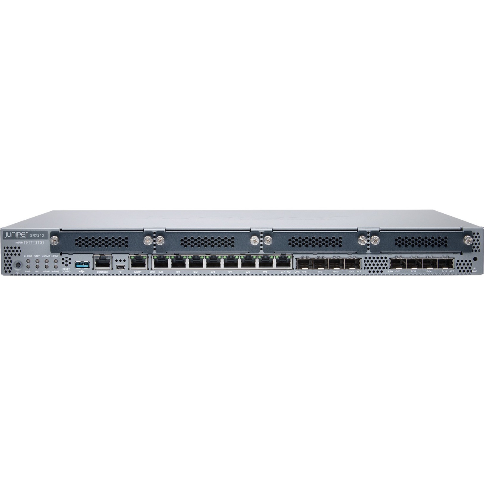 Juniper SRX340 Router - 8 Ports - Management Port - 12 - Gigabit Ethernet - 1U - Rack-mountable - 1 Year