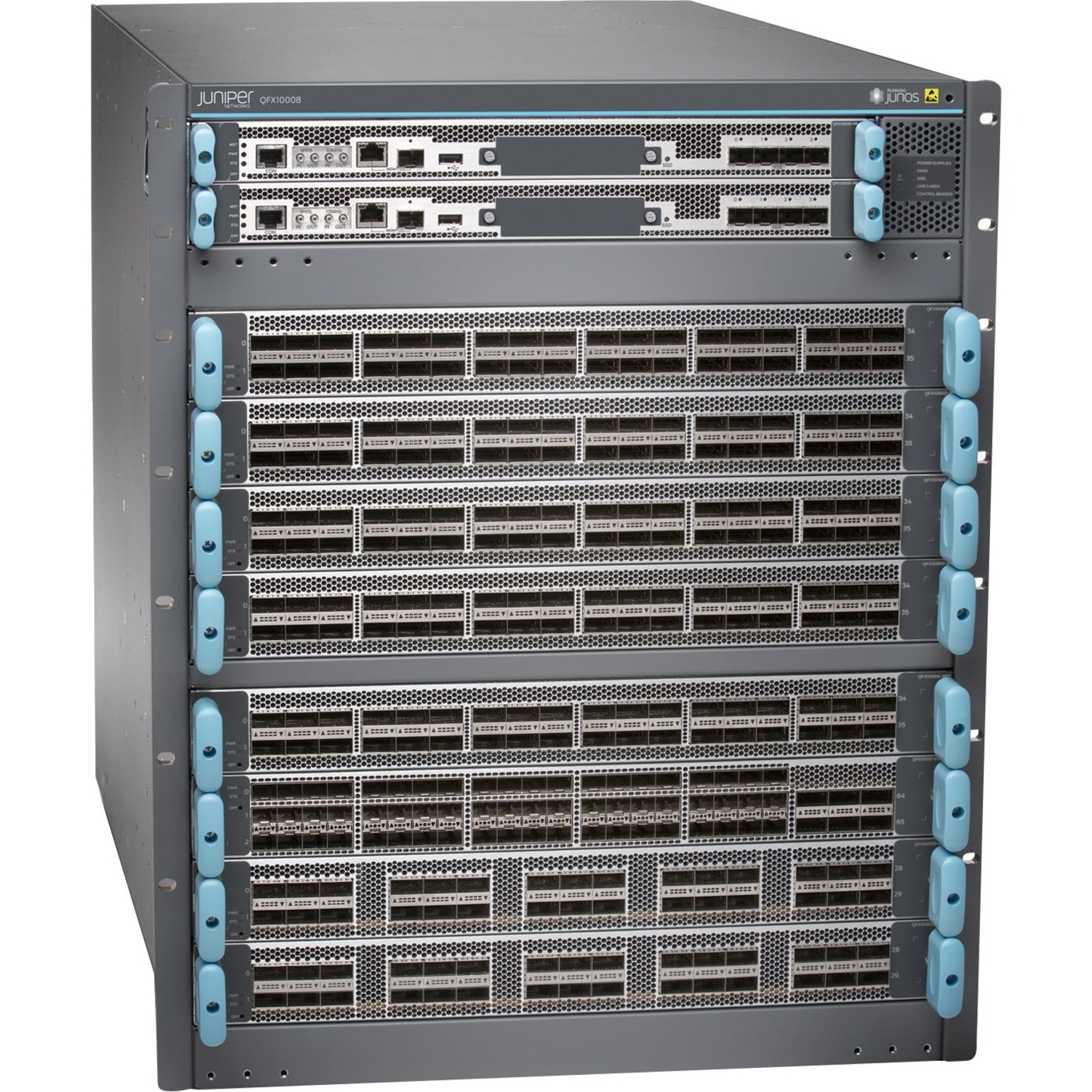 Juniper QFX10008 Switch Chassis - Manageable - Gigabit Ethernet - 10/100/1000Base-T, 1000Base-X - 3 Layer Supported - Modular - 1517 W Power Consumption - Optical Fiber - 13U - Rack-mountable - 1 Year Limited Warranty