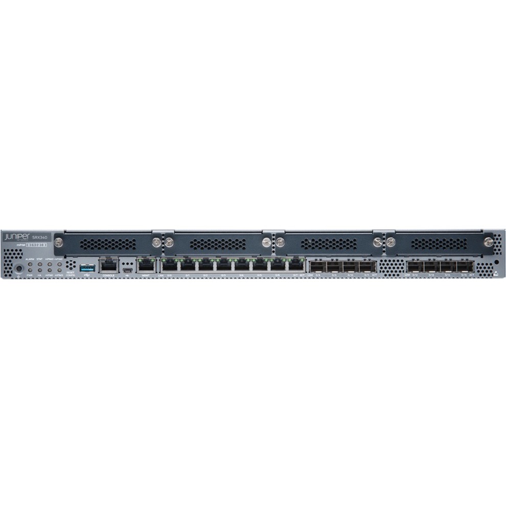 Juniper SRX340 Router - 8 Ports - Management Port - 8 - Gigabit Ethernet - 1U - Rack-mountable - front view