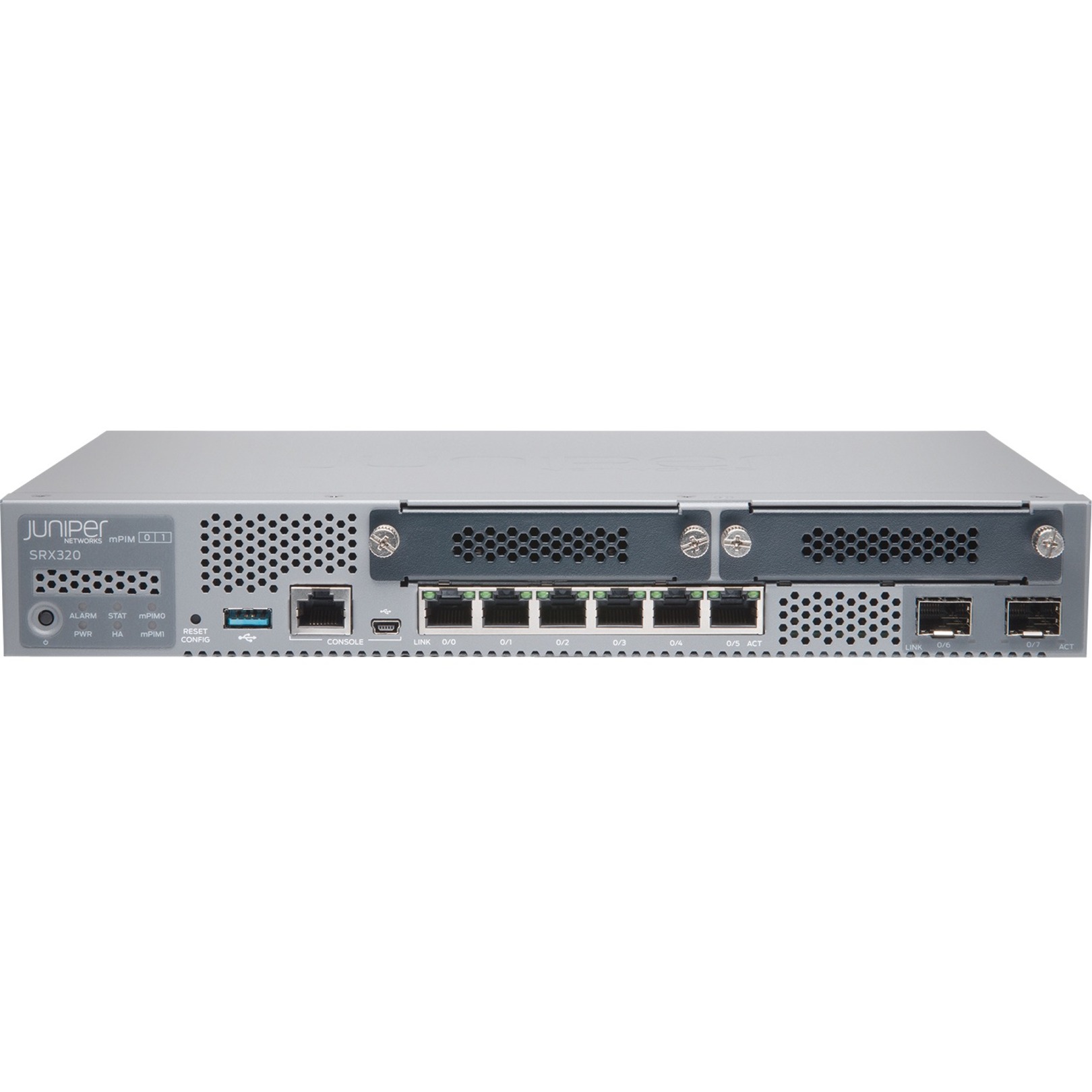 Juniper SRX320 Router - 6 Ports - Management Port - 4 - Gigabit Ethernet - Desktop, Rack-mountable, Wall Mountable - 1 Year
