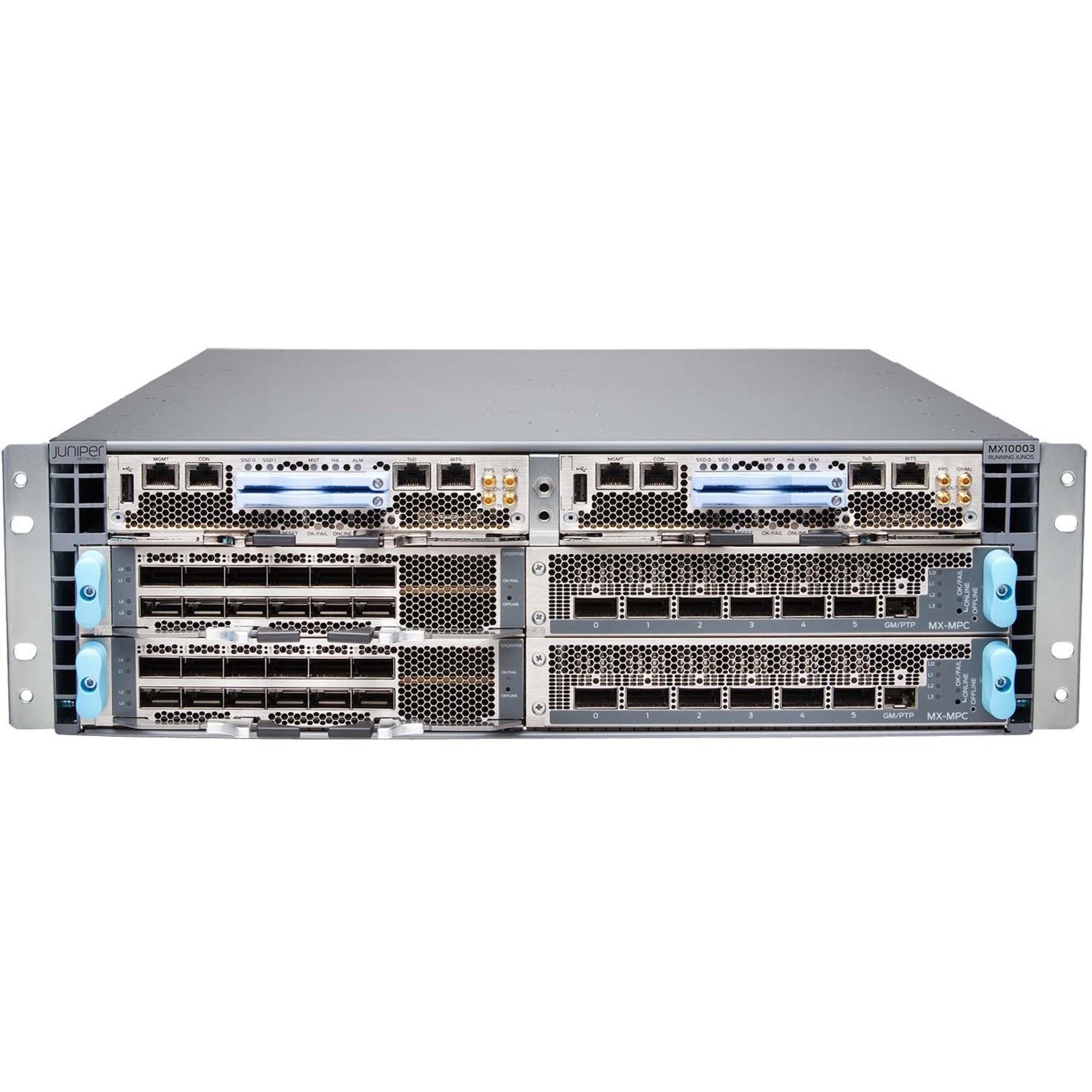Juniper MX10003 Router Chassis - 2 - 100 Gigabit Ethernet - 3U - Rack-mountable - 1 Year