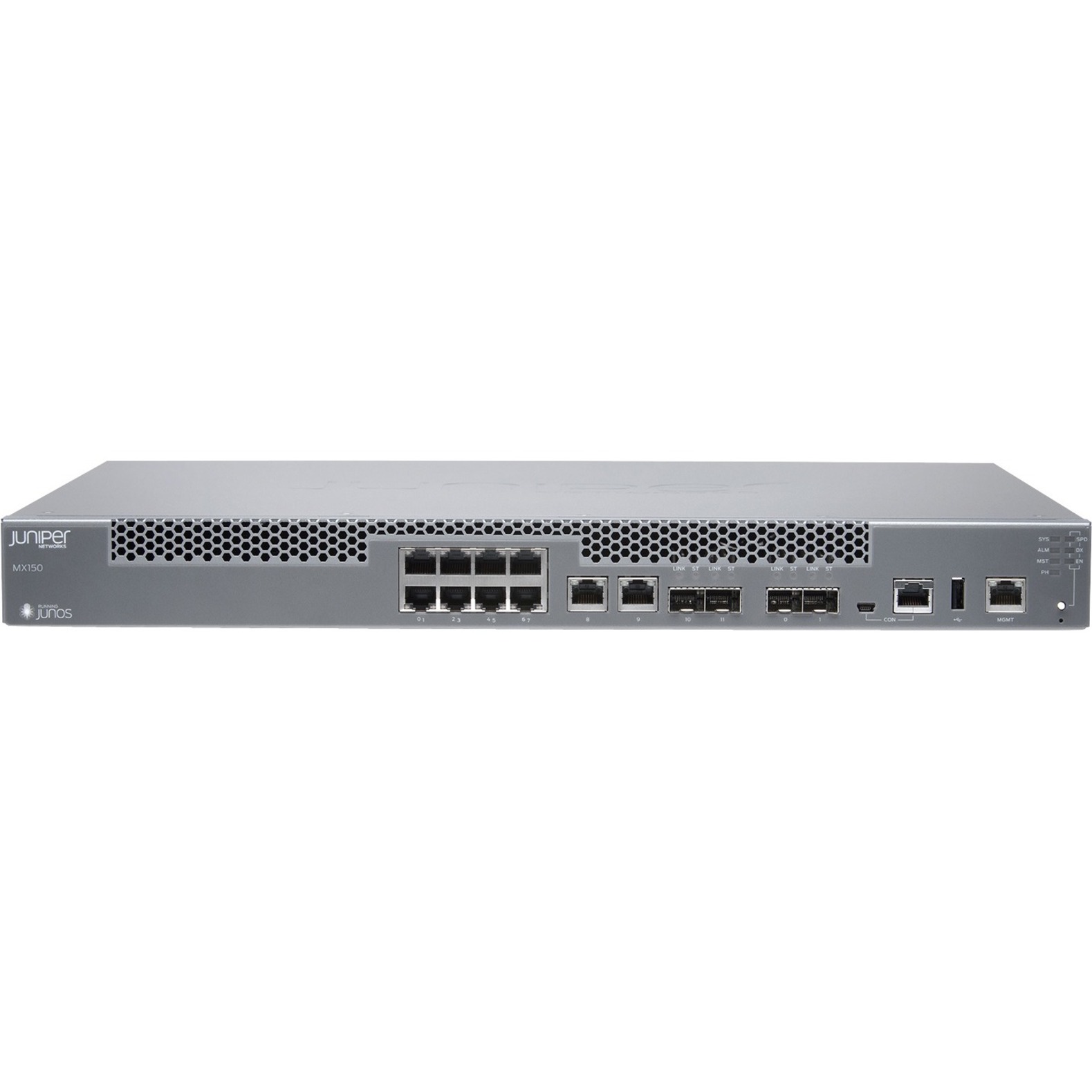 Juniper MX150 Router - 10 Ports - Management Port - 4 - 10 Gigabit Ethernet - 1U - Rack-mountable, Desktop - 1 Year