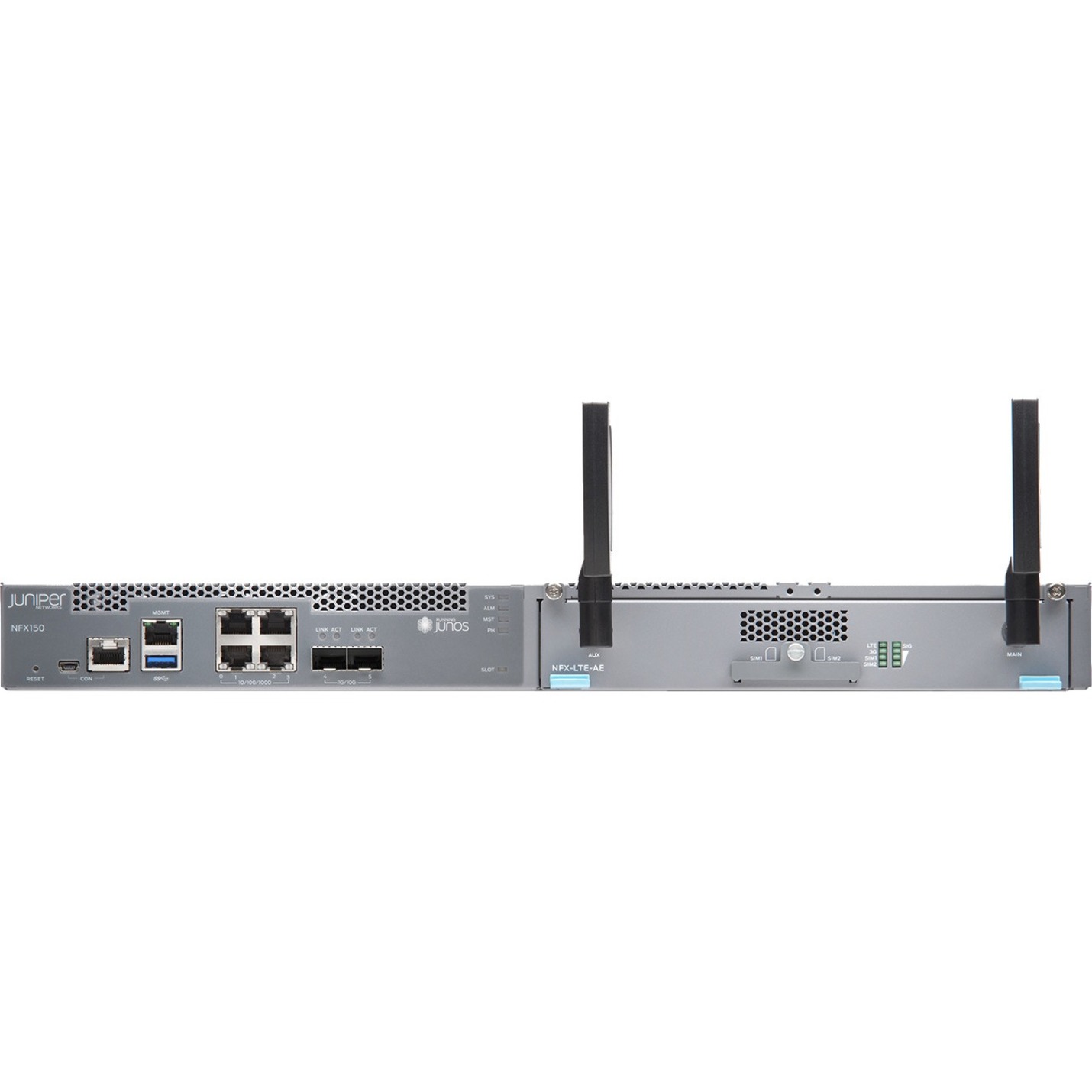Juniper NFX150 Cellular Modem/Wireless Router - 4G - LTE - 4 x Network Port - USB - Gigabit Ethernet - Rack-mountable, Desktop
