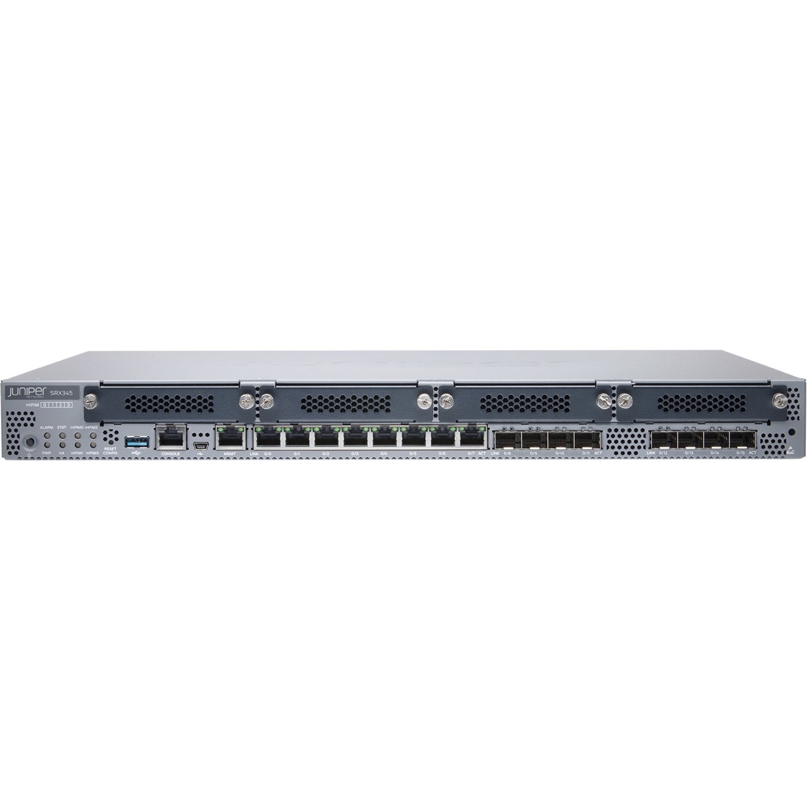 Juniper SRX345 Router - 8 Ports - Management Port - 12 - Gigabit Ethernet - 1U - Rack-mountable - 1 Year