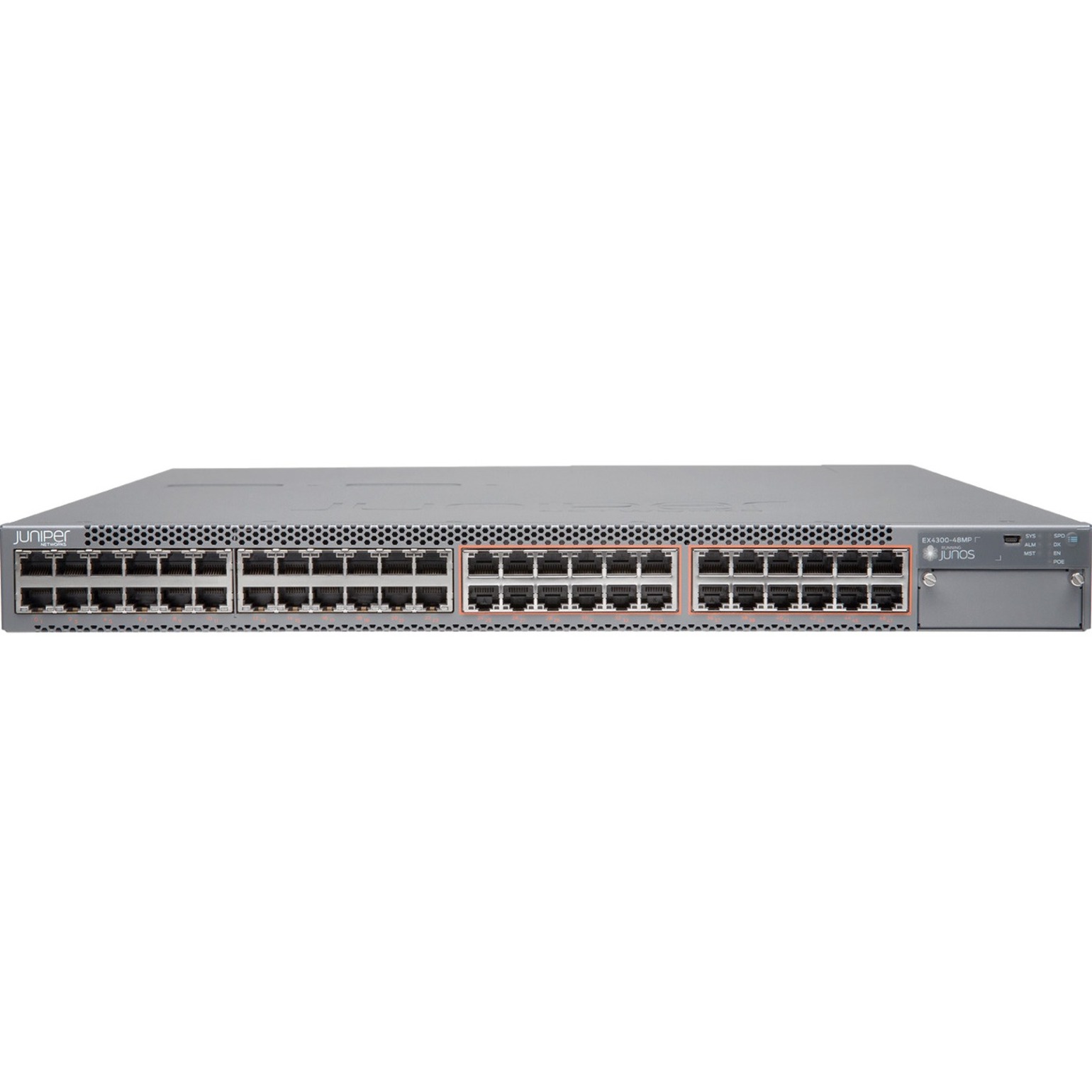 Juniper EX4300-48MP Layer 3 Switch - 48 Ports - Manageable - 3 Layer Supported - Modular - Twisted Pair, Optical Fiber - 1U - Rack-mountable, Desktop - 1 Year Limited Warranty