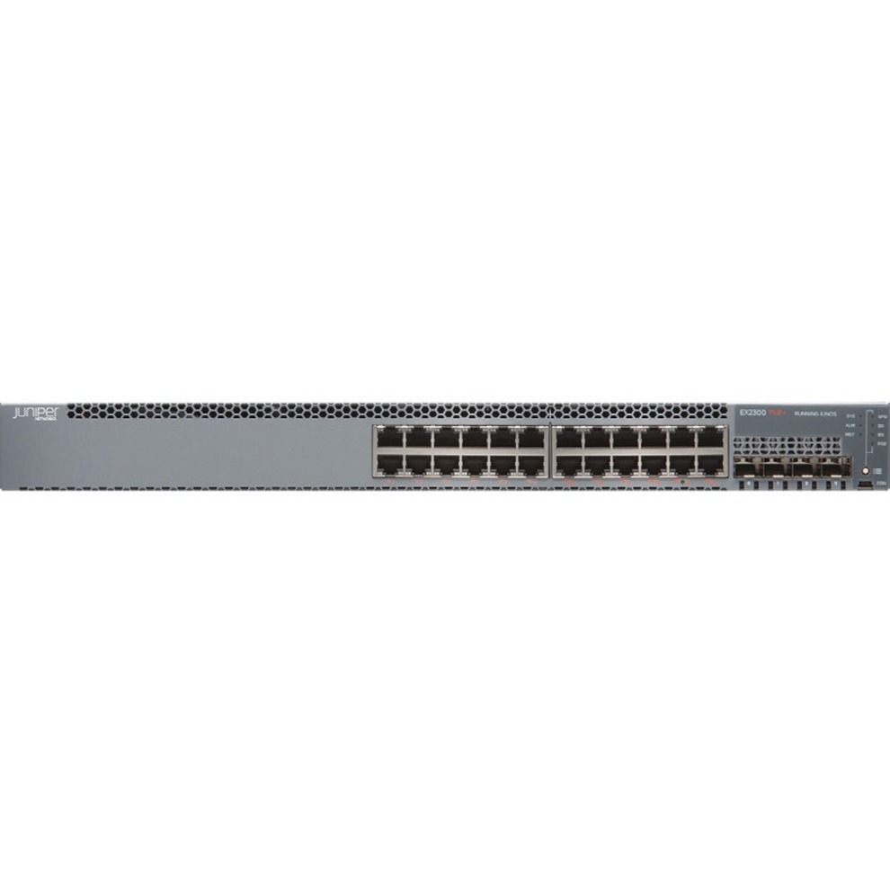 Juniper EX2300 Ethernet Switch - 24 Ports - Manageable - Gigabit Ethernet, 10 Gigabit Ethernet - 10/100/1000Base-T, 10GBase-X - 4 Layer Supported - Modular - Twisted Pair, Optical Fiber - 1U - Rack-mountable, Wall Mountable, Desktop - Lifetime Limited Warranty - TAA Compliant