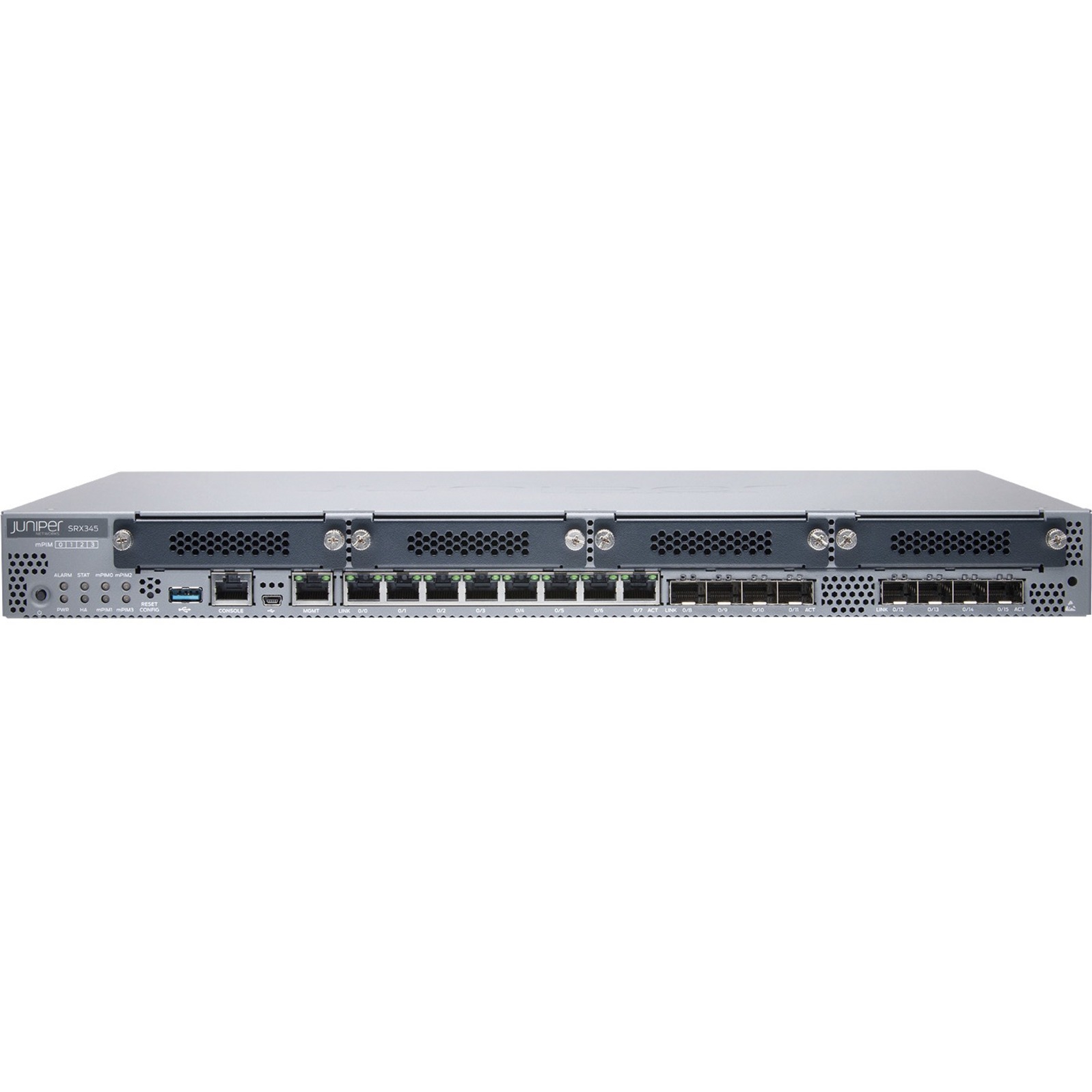 Juniper SRX345 Router - 8 Ports - Management Port - 12 - Gigabit Ethernet - 1U - Rack-mountable - 1 Year