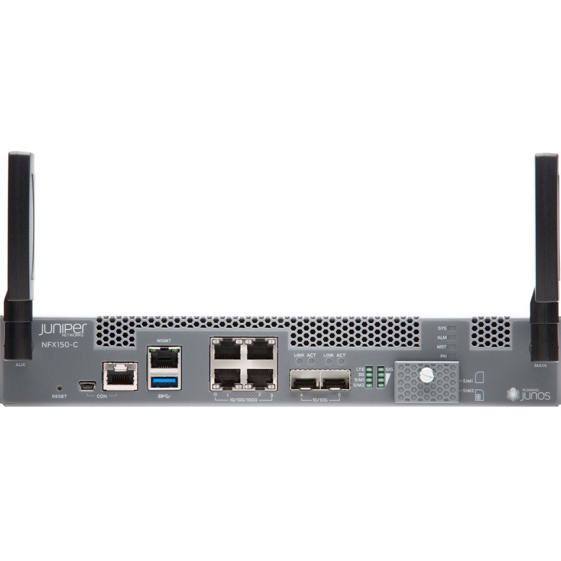 Juniper NFX150 Router - 4 Ports - Management Port - 2 - 10 Gigabit Ethernet - 1U - Rack-mountable, Desktop - 1 Year
