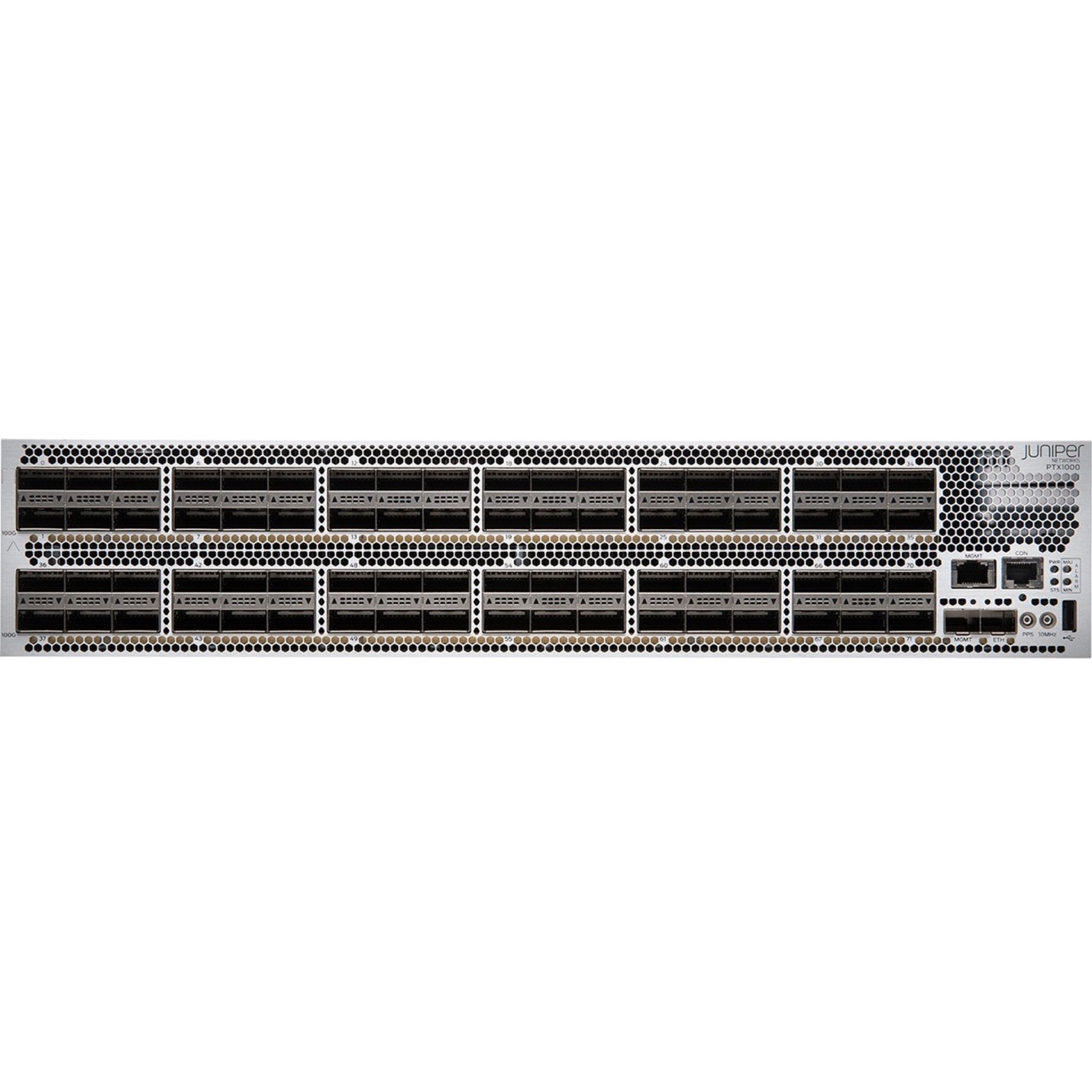 Juniper PTX1000 Router - Management Port - 24 - 100 Gigabit Ethernet - 2U - Rack-mountable - front view