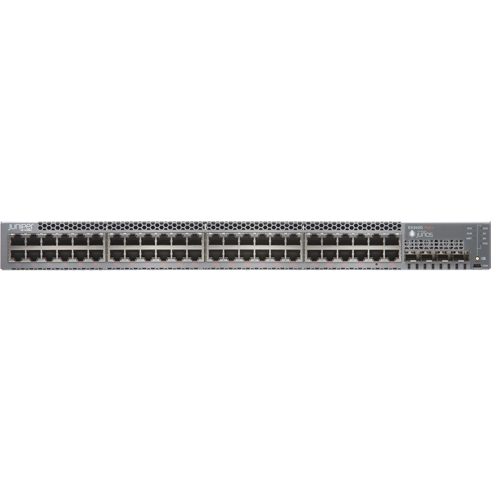 Juniper EX3400-48P Ethernet Switch - 48 Ports - Manageable - 3 Layer Supported - Modular - Twisted Pair, Optical Fiber - 1U - Rack-mountable, Wall Mountable - 5 Year Limited Warranty