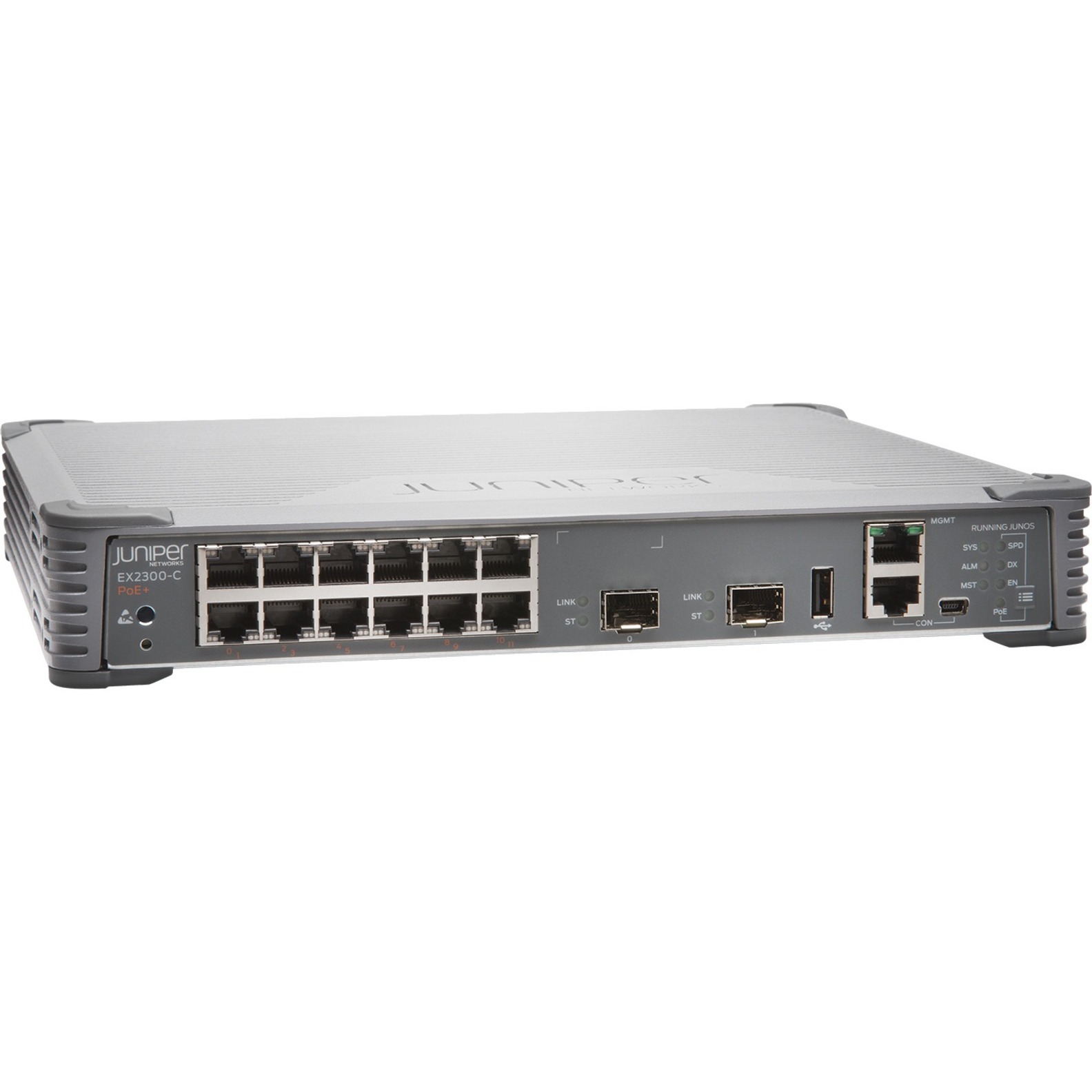 Juniper EX2300-C Compact Ethernet Switch - 12 Ports - Manageable - Gigabit Ethernet, 10 Gigabit Ethernet - 10/100/1000Base-T, 10GBase-X - 3 Layer Supported - Modular - Twisted Pair, Optical Fiber - 1U - Rack-mountable, Magnetic Mount, Wall Mountable, Desktop - Lifetime Limited Warranty