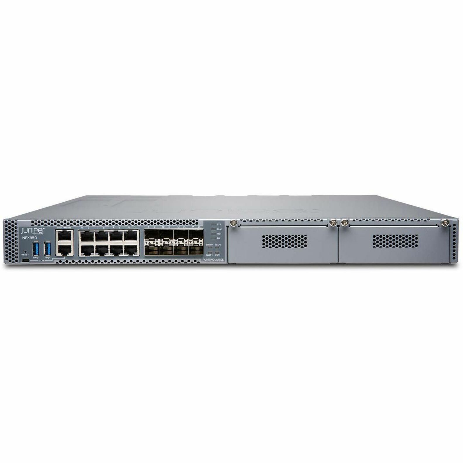 Juniper NFX350-S2 Router - 8 Ports - 8 RJ-45 Port(s) - 8 SFP+ Slots - 10 Gigabit Ethernet - 1U - Rack-mountable - 1 Year