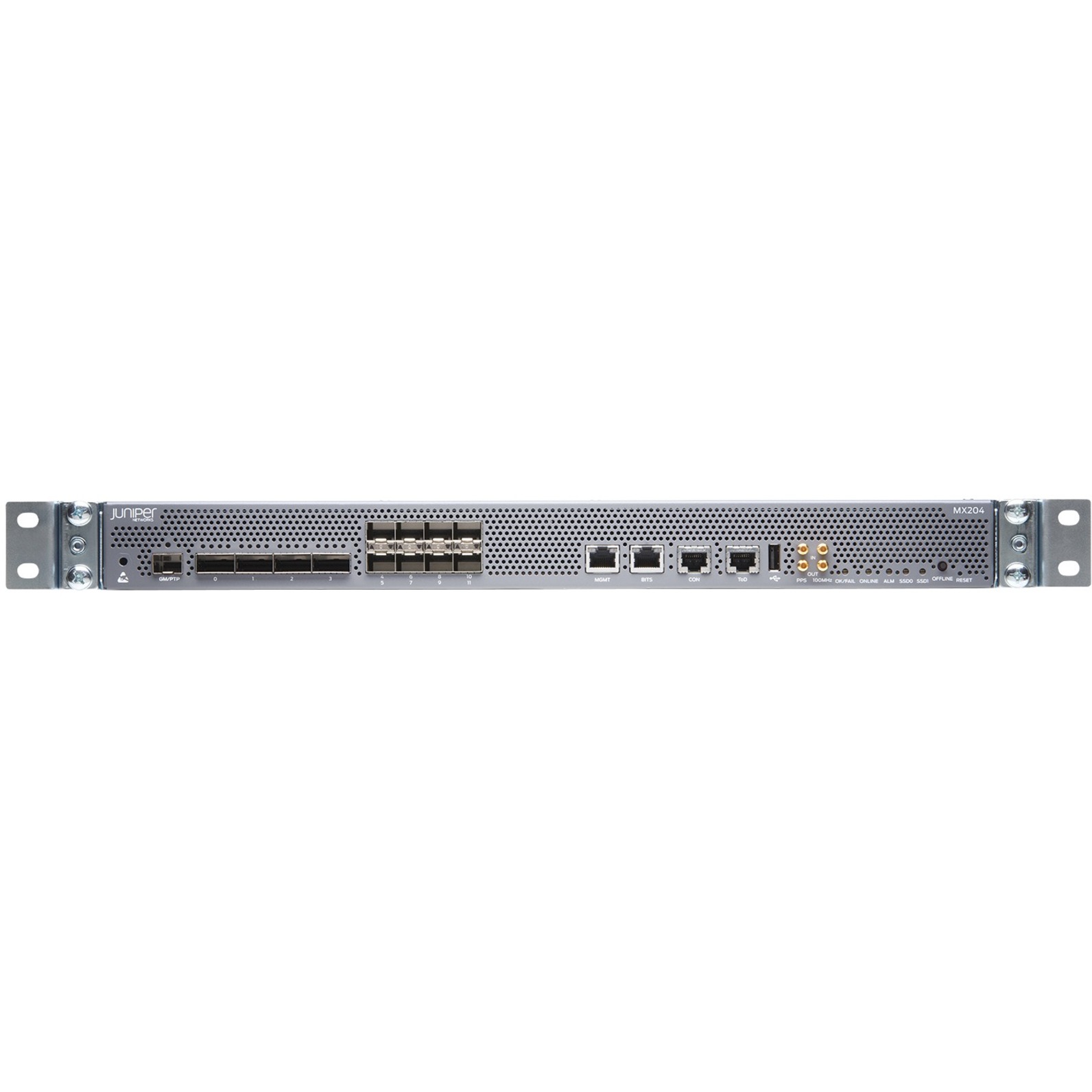 Juniper MX-series MX204 Router - 18 - 100 Gigabit Ethernet - 1U - Rack-mountable - 1 Year - front view