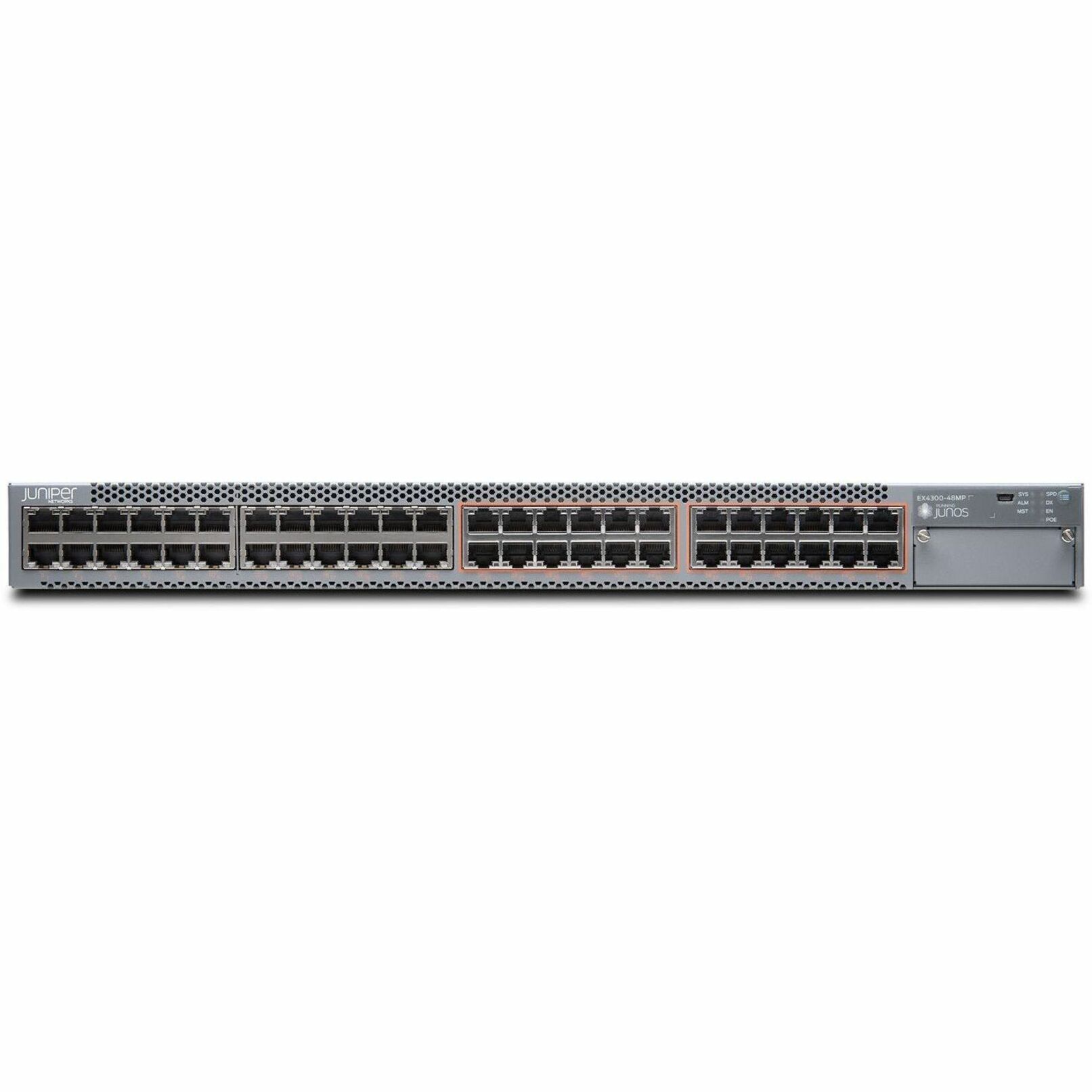 Juniper EX4300-48MP Layer 3 Switch - 48 Ports - Manageable - Gigabit Ethernet, 10 Gigabit Ethernet - 10/100/1000Base-T, 10GBase-T - 3 Layer Supported - Modular - Twisted Pair, Optical Fiber - 1U - Rack-mountable, Desktop - 1 Year Limited Warranty