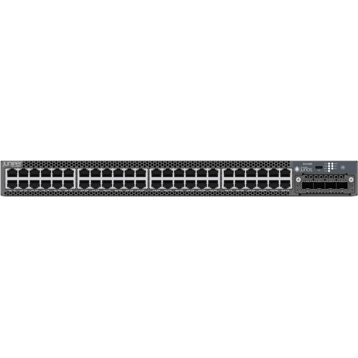 Juniper EX4400-48T Ethernet Switch - 48 Ports - Manageable - 3 Layer Supported - Modular - Twisted Pair, Optical Fiber - 1U - Rack-mountable - TAA Compliant