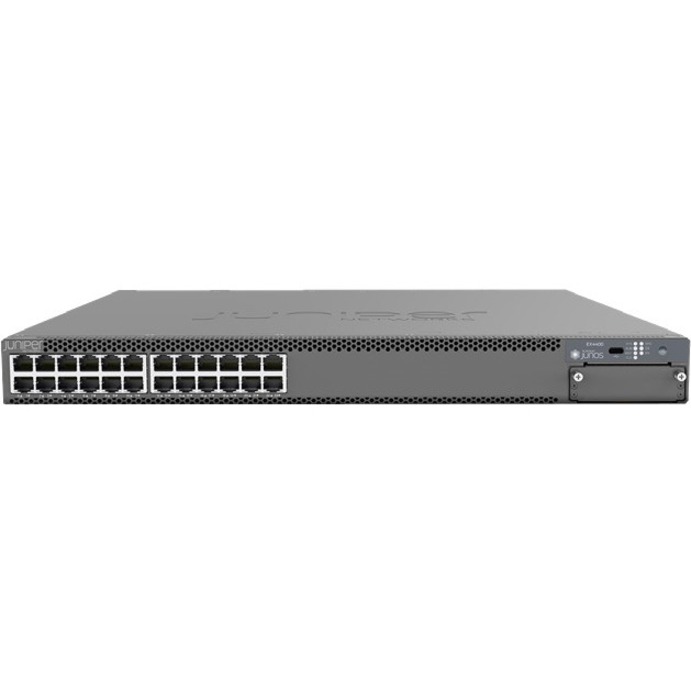 Juniper EX4400 Ethernet Switch - 24 Ports - Manageable - Gigabit Ethernet, 25 Gigabit Ethernet, 100 Gigabit Ethernet - 10/100/1000Base-T, 25GBase-X, 100GBase-X - 3 Layer Supported - Twisted Pair - 1U - Rack-mountable, Wall Mountable - Lifetime Limited Warranty