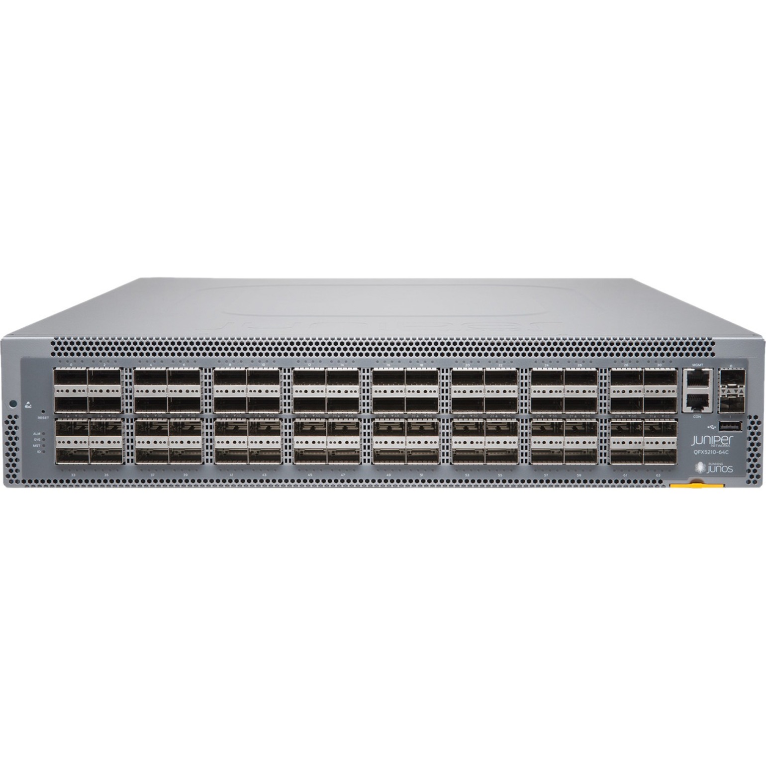 Juniper QFX5210-64C Ethernet Switch - Manageable - 100 Gigabit Ethernet - 100GBase-X - 3 Layer Supported - Modular - 450 W Power Consumption - Optical Fiber - 1U - Rack-mountable, Compact - 1 Year Limited Warranty