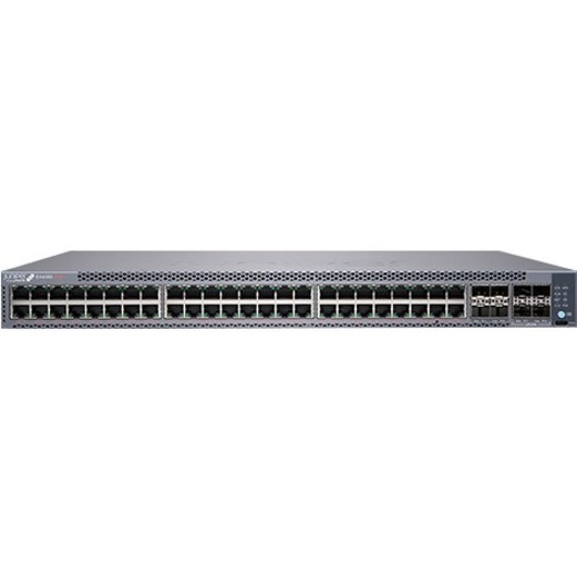 Juniper EX4100-48P Ethernet Switch - 48 Ports - Manageable - 10 Gigabit Ethernet, Gigabit Ethernet, 25 Gigabit Ethernet - 10/100/1000Base-T, 10GBase-X, 25GBase-X - 3 Layer Supported - Modular - 740 W PoE Budget - Optical Fiber, Twisted Pair - PoE Ports - 1U - Rack-mountable, Wall Mountable - Lifetime Limited Warranty - TAA Compliant