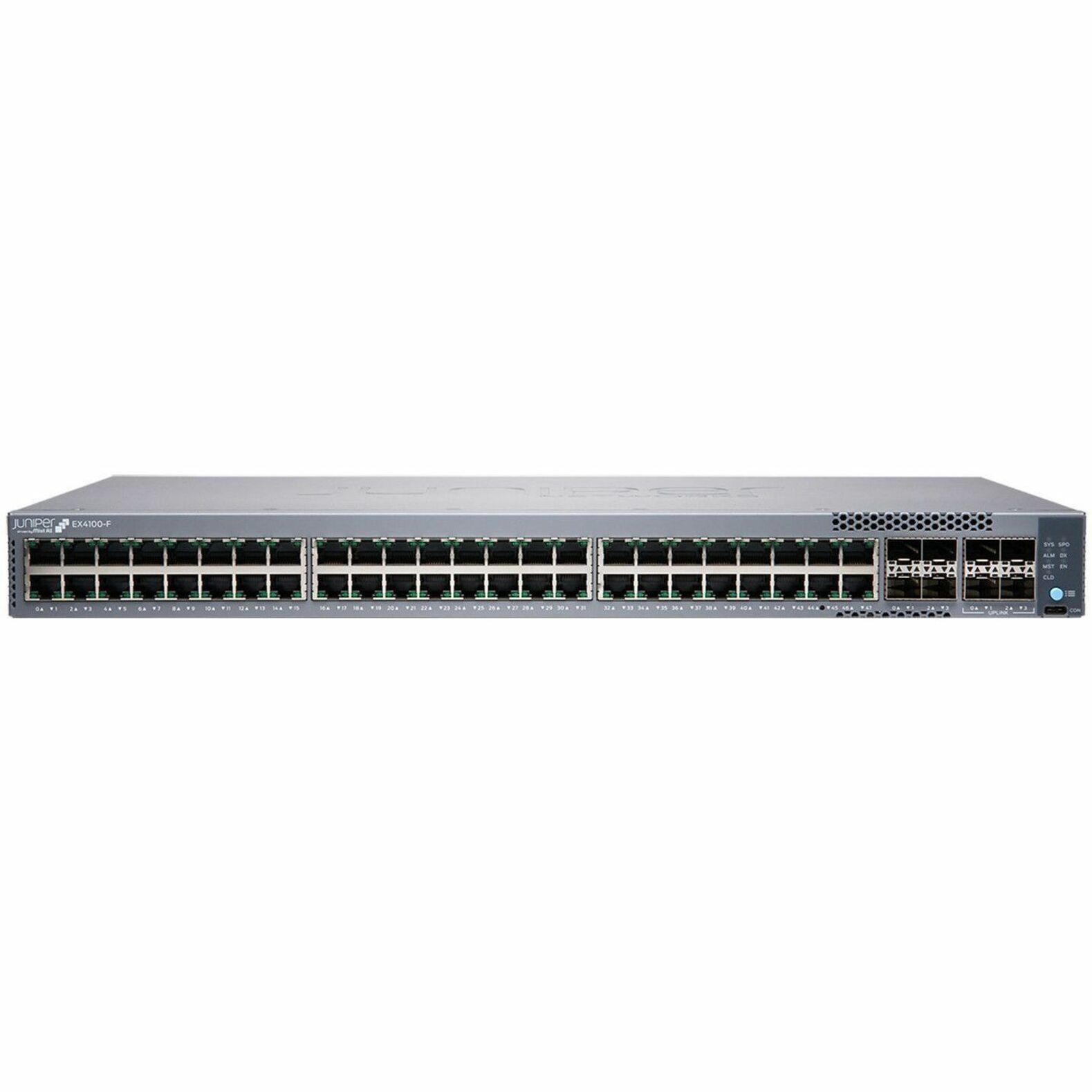 Juniper EX4100-F-48T Ethernet Switch - 48 Ports - Manageable - Gigabit Ethernet, 10 Gigabit Ethernet - 10/100/1000Base-T, 10GBase-X - 3 Layer Supported - Modular - 70 W Power Consumption - Twisted Pair, Optical Fiber - 1U - Rack-mountable, Wall Mountable - Lifetime Limited Warranty - TAA Compliant