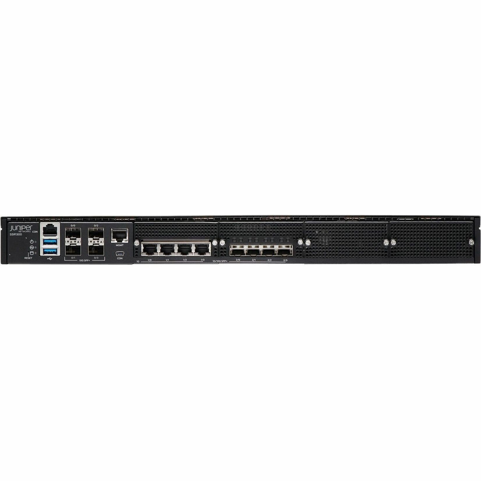 Juniper SSR1300 Router - 4 Ports - 4 RJ-45 Port(s) - 8 SFP+ Slots - 128 GB - 10 Gigabit Ethernet - 1U - Rack-mountable - 1 Ye