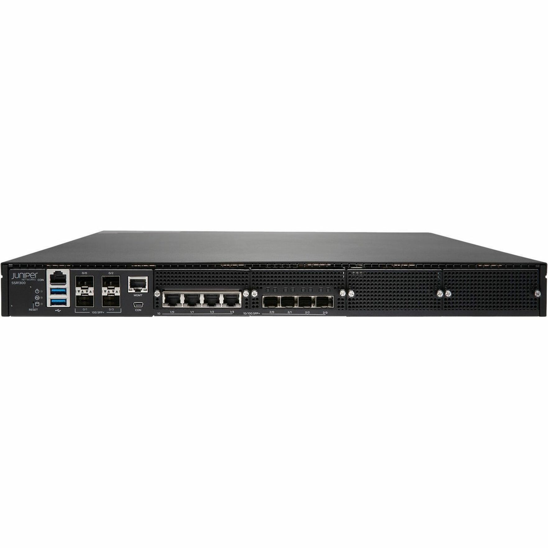 Juniper SSR1300 Router - 4 Ports - 4 RJ-45 Port(s) - 8 SFP+ Slots - 128 GB - 10 Gigabit Ethernet - 1U - Rack-mountable - 1 Year