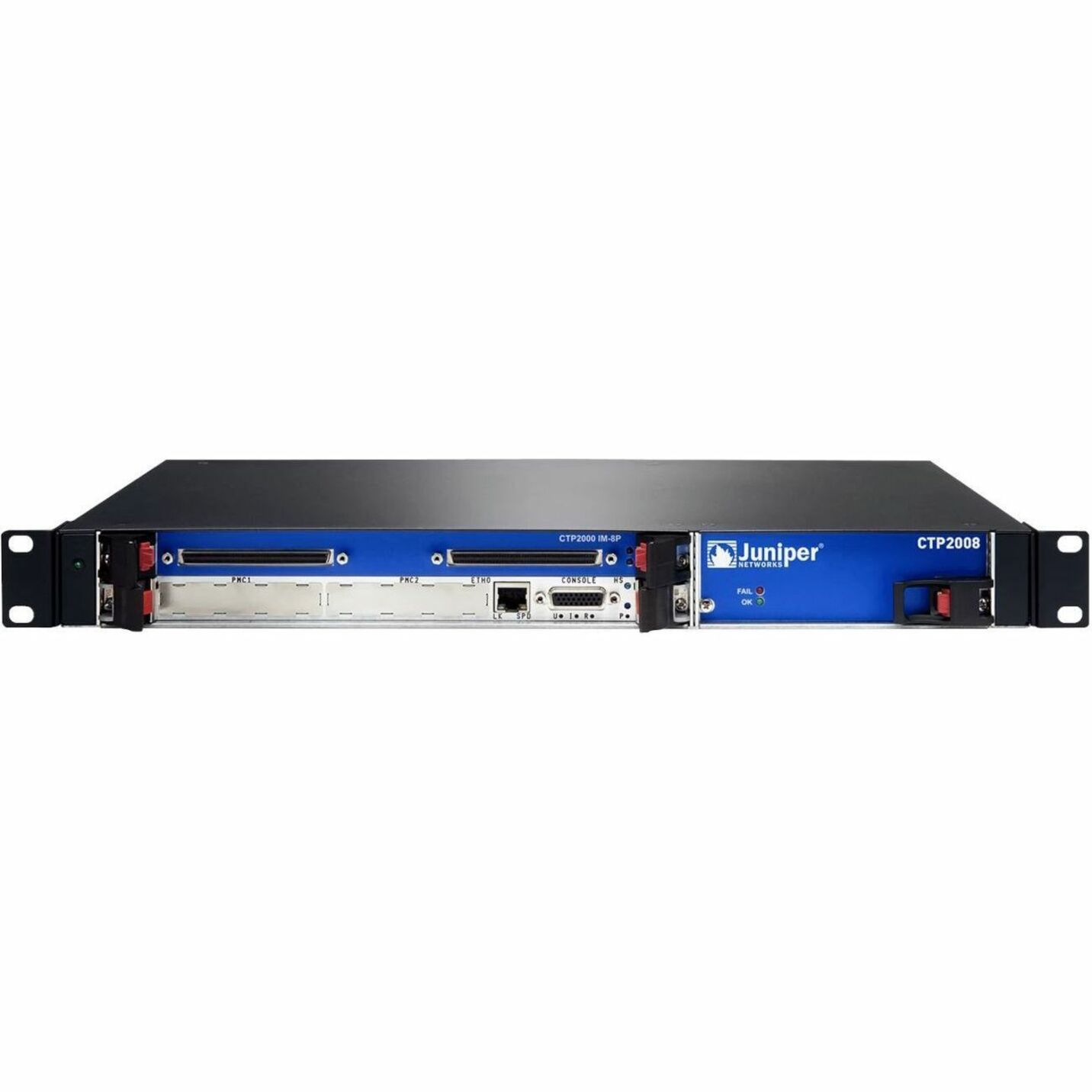 Juniper CTP2008 Router Chassis - 2 Ports - 2 RJ-45 Port(s) - 4 SFP (mini-GBIC) Slots - 1 GB - Gigabit Ethernet - 1U - Rack-mountable - 1 Year