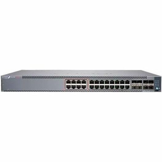Juniper EX4100-24MP Ethernet Switch - 24 Ports - Manageable - 10 Gigabit Ethernet, Gigabit Ethernet, 25 Gigabit Ethernet - 10/100/1000Base-T, 10GBase-T, 10GBase-X, 25GBase-X - 3 Layer Supported - Modular - 740 W PoE Budget - Optical Fiber, Twisted Pair - PoE Ports - 1U - Rack-mountable, Wall Mountable, Standalone - Lifetime Limited Warranty - TAA Compliant