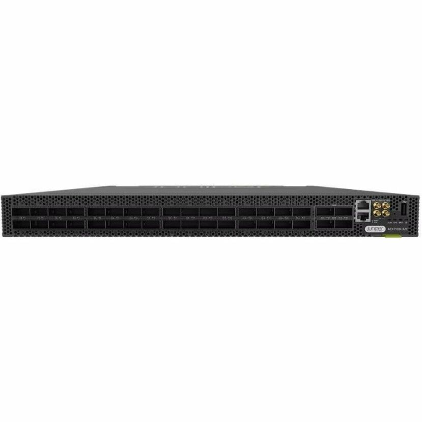 ACX 7100 Chassis with 32 SFP56 / 6 QSFP56-DD multi-rate ports, DC PSU, AFO TAA - 36 QSFP-DD Slots, QSFP56-DD Slots - 400 Gigabit Ethernet - IEEE 802.1ad, IEEE 802.1Q, IEEE 802.3ad - 1U - Rack-mountable - TAA Compliant