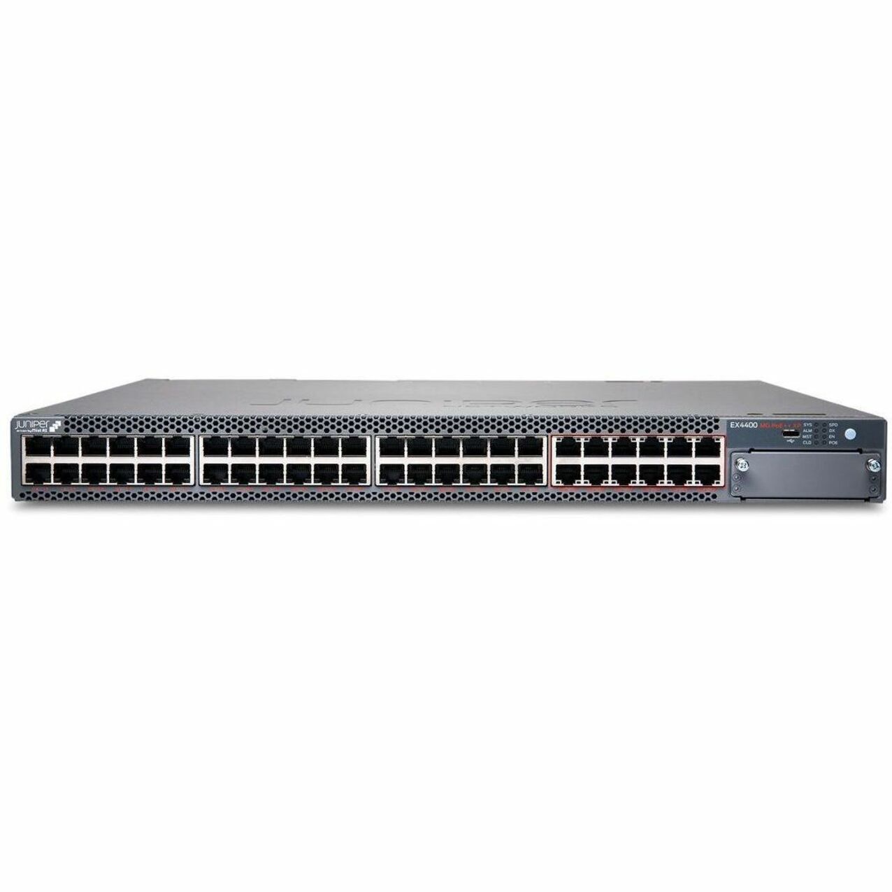 Juniper EX4400 Ethernet Switch - 48 Ports - Manageable - 2.5 Gigabit Ethernet, 10 Gigabit Ethernet - 2.5GBase-T, 10GBase-T - 3 Layer Supported - Modular - 3600 W PoE Budget - Twisted Pair - PoE Ports - 1U - Standalone, Wall Mountable, Rack-mountable - Lifetime Limited Warranty