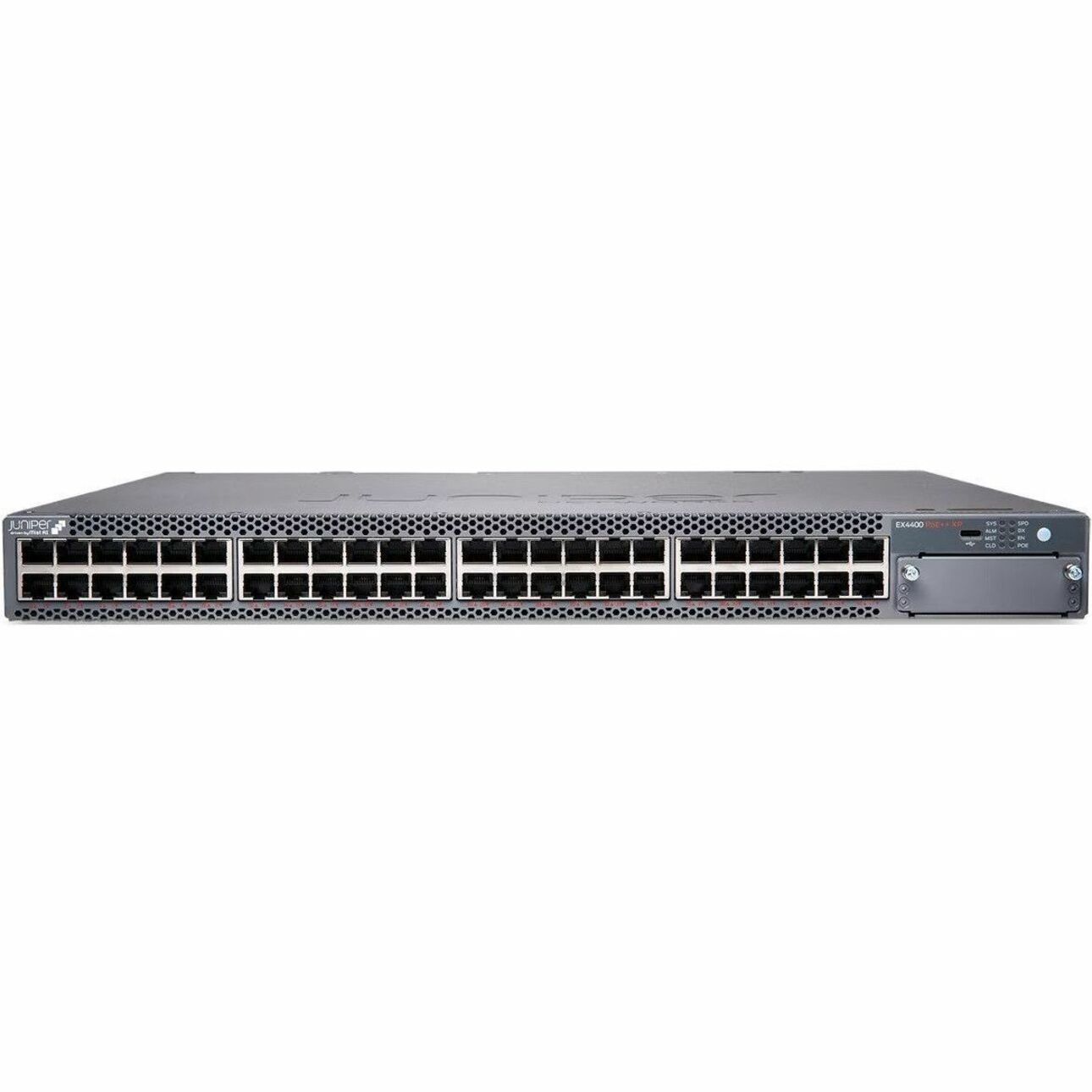 Juniper EX4400 Switch Chassis - 48 Ports - Manageable - Gigabit Ethernet - 10/100/1000Base-T - 3 Layer Supported - Modular - 3600 W PoE Budget - Twisted Pair - PoE Ports - 1U - Standalone, Wall Mountable, Rack-mountable - Lifetime Limited Warranty