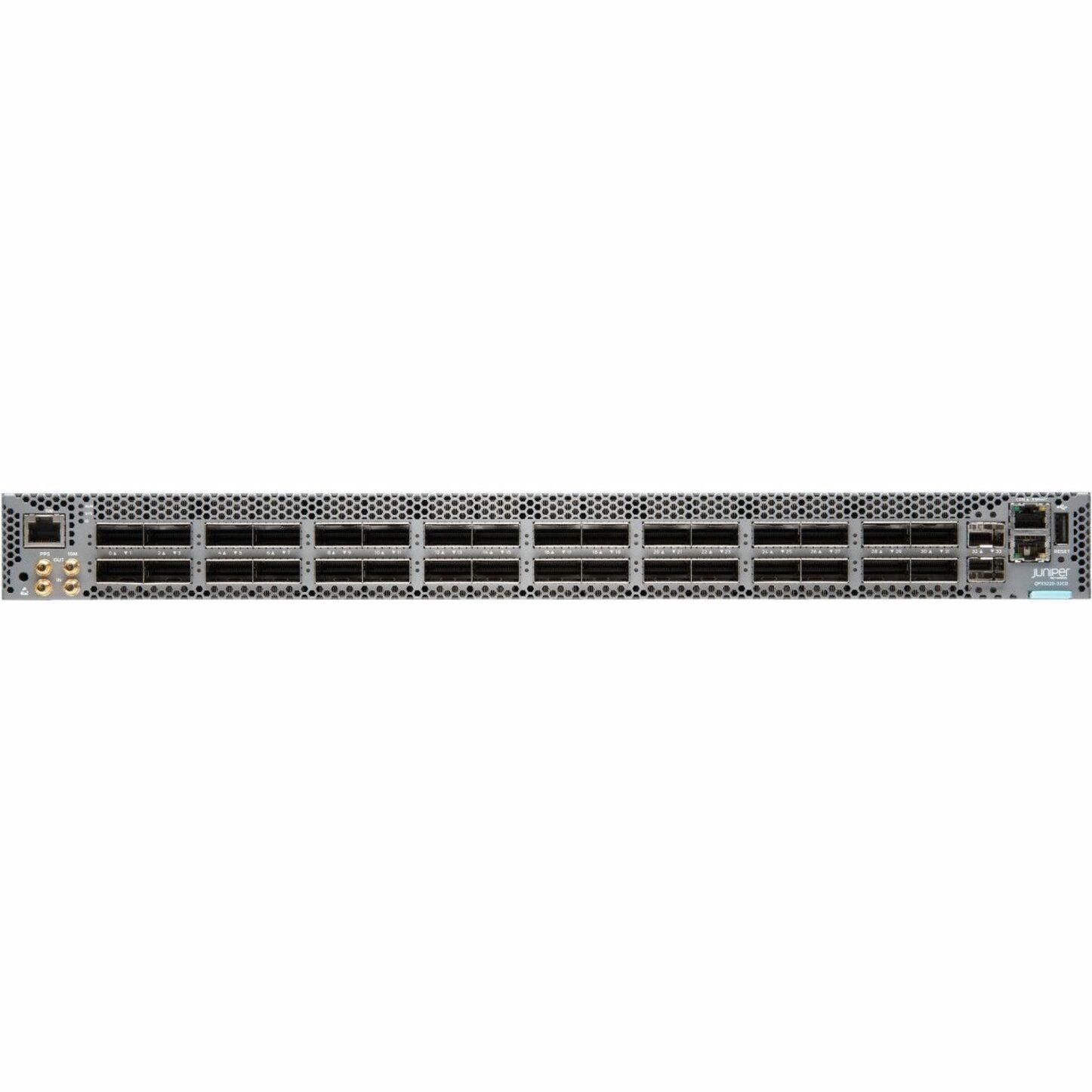 Juniper QFX5220-32CD Ethernet Switch - Manageable - 400 Gigabit Ethernet, 10 Gigabit Ethernet - 10GBase-X - 3 Layer Supported - Modular - 958 W Power Consumption - Optical Fiber - 1U - Rack-mountable - 1 Year Limited Warranty - TAA Compliant