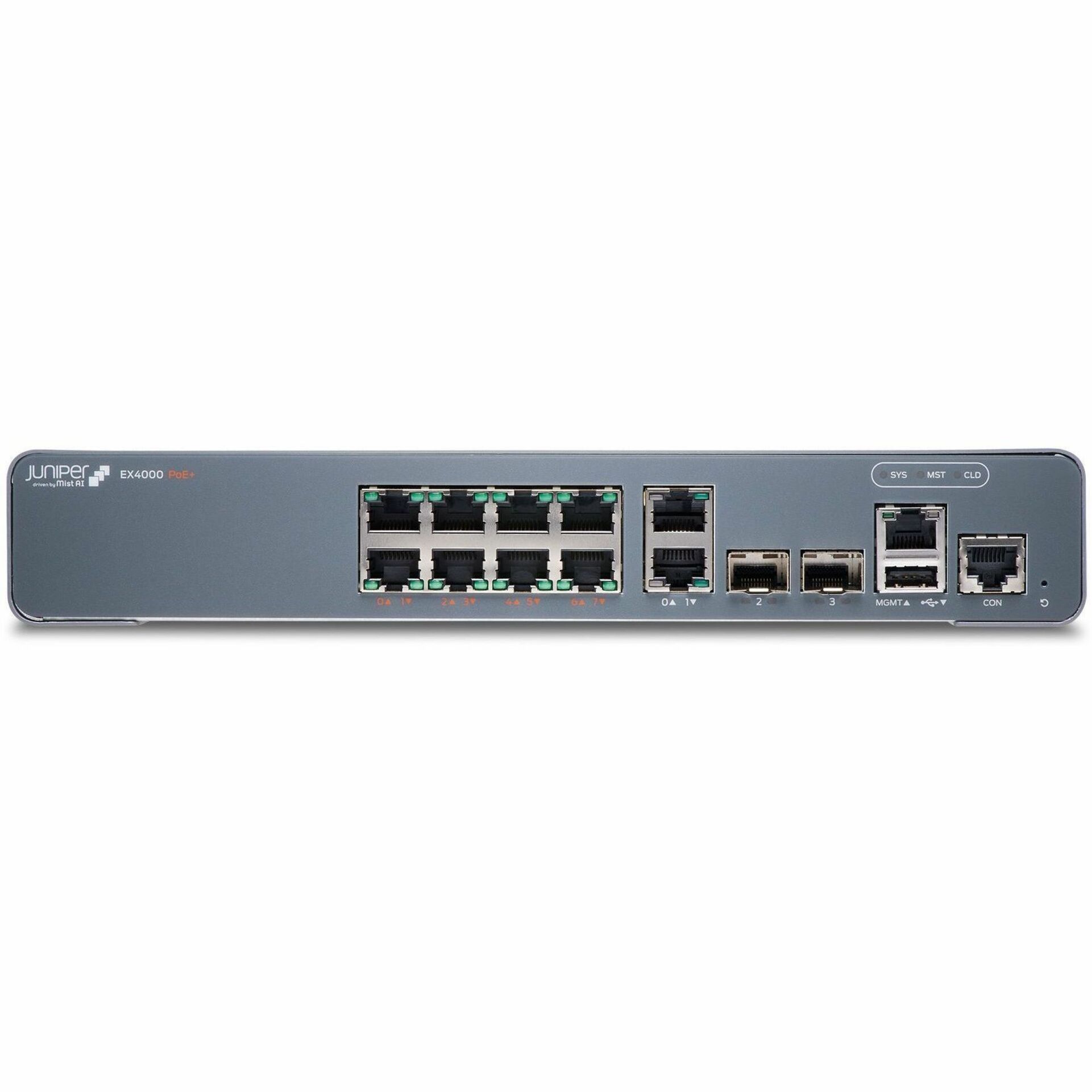 Juniper EX4000-8P Ethernet Switch - 8 Ports - Manageable - Gigabit Ethernet, 10 Gigabit Ethernet - 1000Base-T, 10GBase-X - 4