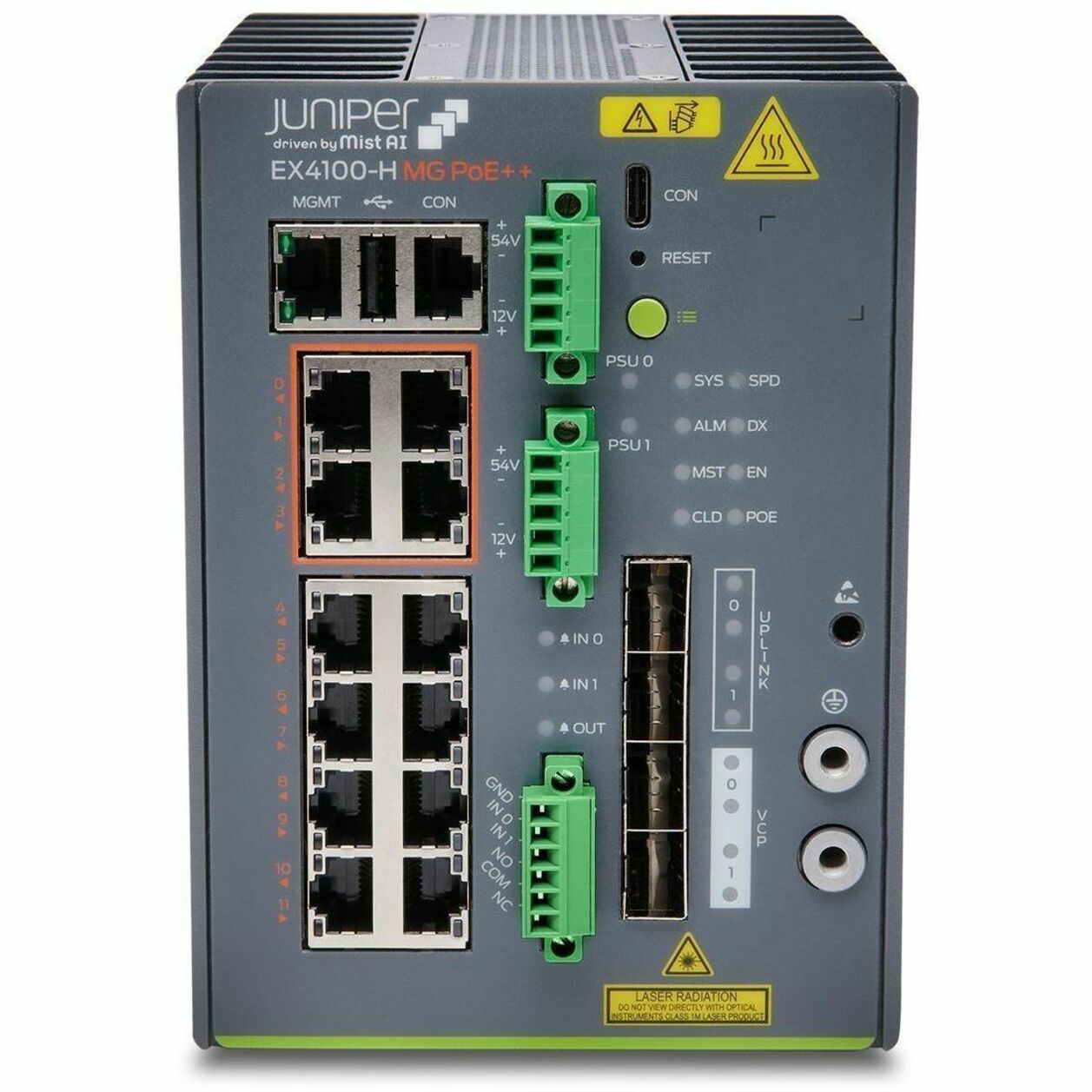 Juniper EX4100-H-24MP-DC Ethernet Switch - 24 Ports - Manageable - Gigabit Ethernet, 10 Gigabit Ethernet - 1000Base-T, 10GBase-X - 4 Layer Supported - Modular - Twisted Pair, Optical Fiber - Compact - Lifetime Limited Warranty