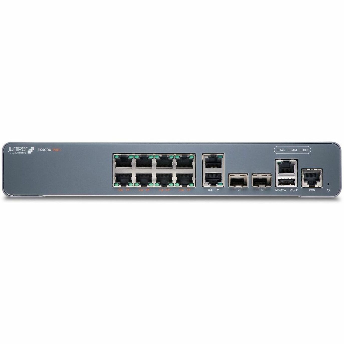 Juniper EX4000-8P Ethernet Switch - 24 Ports - Manageable - Gigabit Ethernet, 10 Gigabit Ethernet - 1000Base-T, 10GBase-X - 4 Layer Supported - Modular - 30 W Power Consumption - 120 W PoE Budget - Twisted Pair, Optical Fiber - PoE Ports - Compact, Rack-mountable - Lifetime Limited Warranty