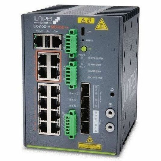 Juniper EX4100-H-24MP-DC Ethernet Switch - 24 Ports - Manageable - Gigabit Ethernet, 2.5 Gigabit Ethernet, 10 Gigabit Ethernet - 1000Base-T, 2.5GBase-T, 10GBase-X - 4 Layer Supported - Modular - 370 W PoE Budget - Twisted Pair, Optical Fiber - PoE Ports - Compact - Lifetime Limited Warranty - TAA Compliant