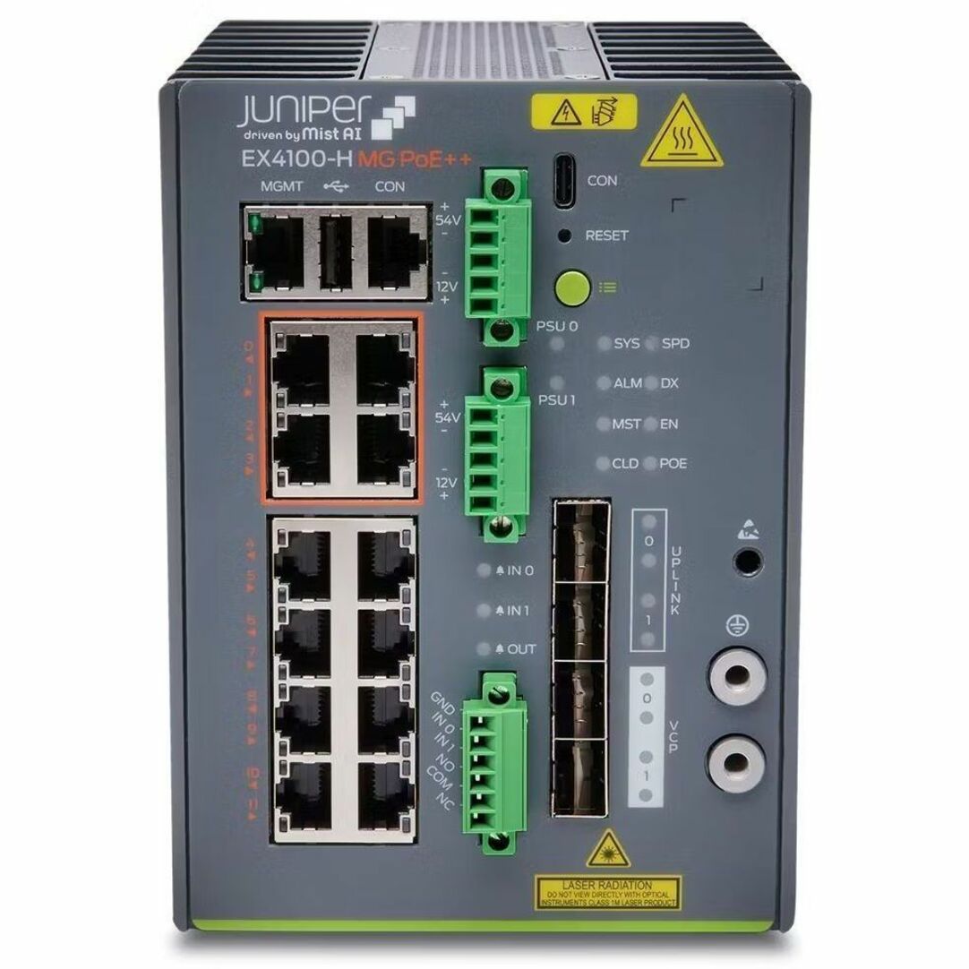 Juniper EX4100-H-24F Ethernet Switch - 24 Ports - Manageable - Gigabit Ethernet, 10 Gigabit Ethernet - 1000Base-T, 10GBase-X - 4 Layer Supported - Modular - Twisted Pair, Optical Fiber - Compact - Lifetime Limited Warranty - TAA Compliant