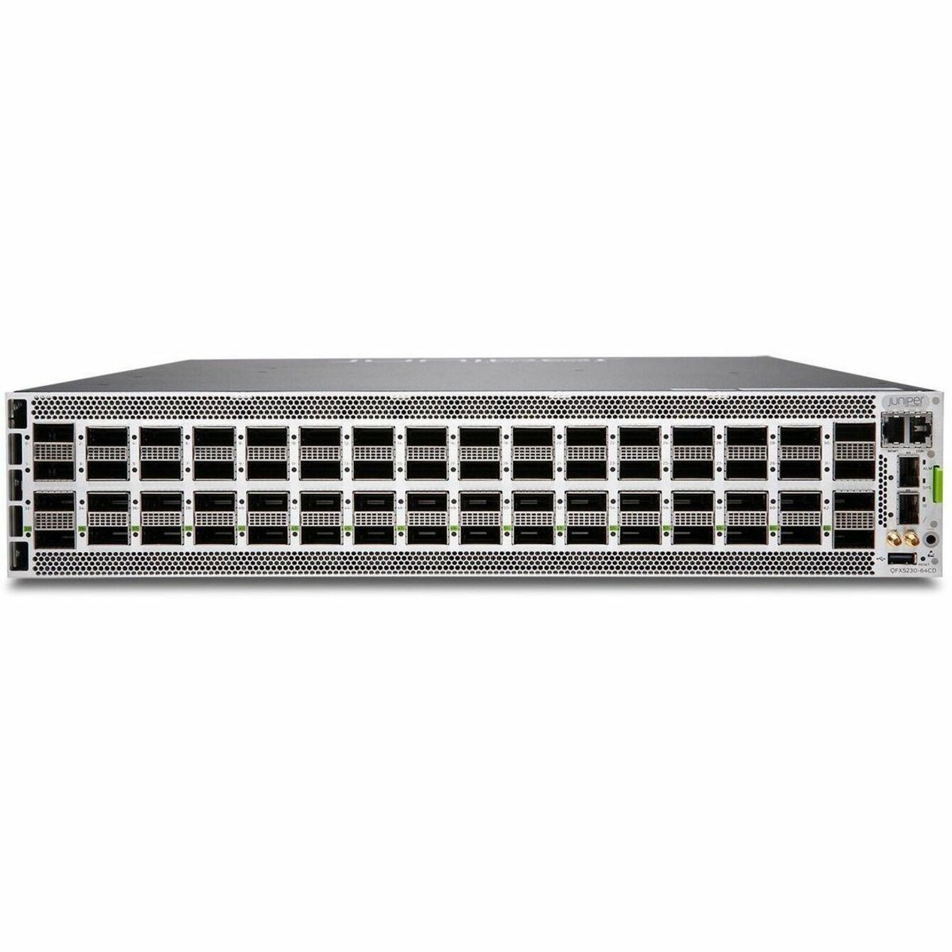 Juniper QFX5230-64CD Ethernet Switch - Manageable - 400 Gigabit Ethernet - 3 Layer Supported - Modular - 580 W Power Consumption - Optical Fiber - 2U - Rack-mountable - 1 Year Limited Warranty