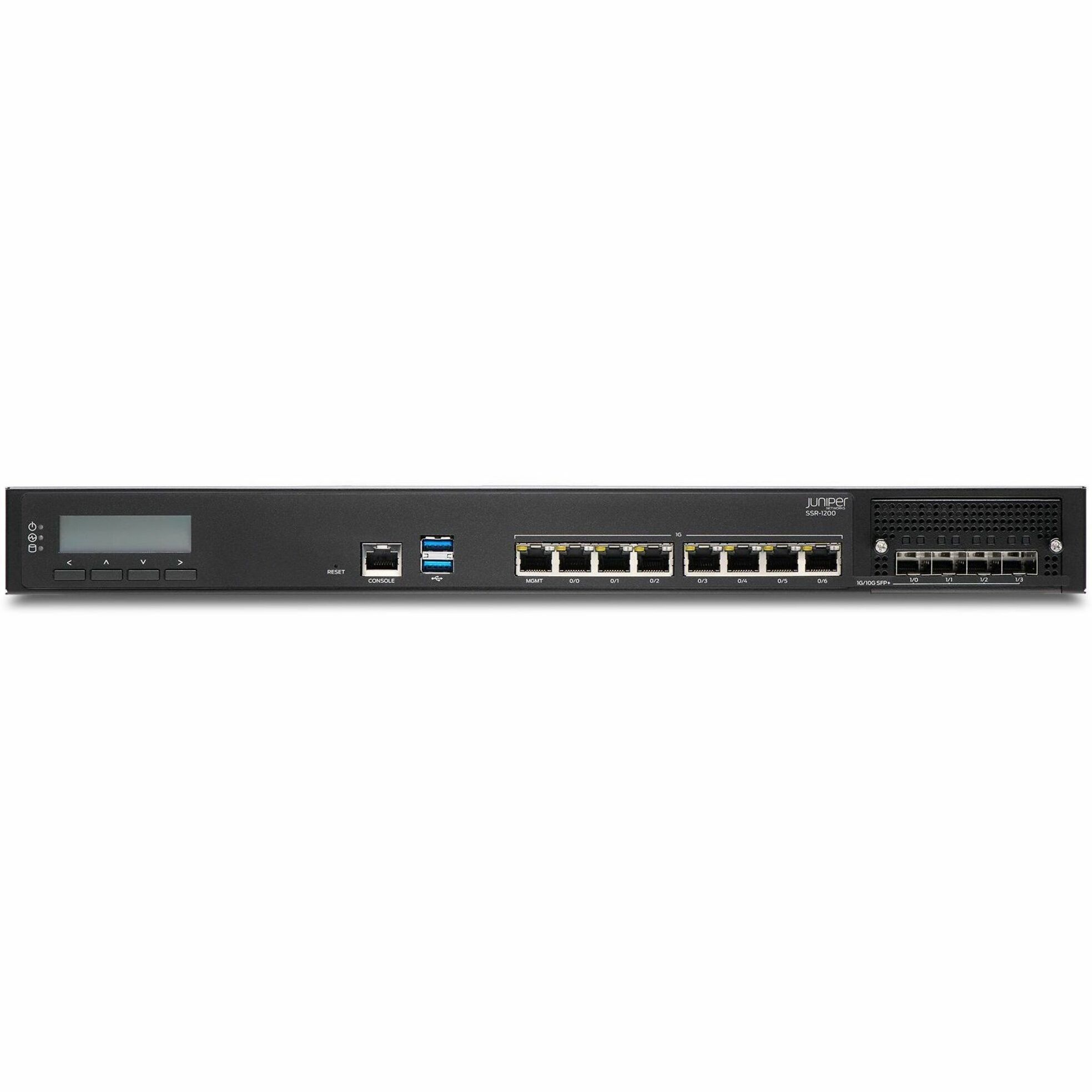 Juniper SSR1200 Router - 7 Ports - 7 RJ-45 Port(s) - Management Port - 4 SFP+ Slots - 64 GB - 10 Gigabit Ethernet - 1U - Rack-mountable Lifetime Warranty - TAA Compliant